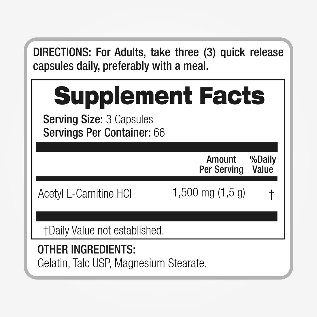 Lab - l carnitine - 1500 mg per Serving, 200 Capsules, l-carnitine - High Potency of - Acetyl