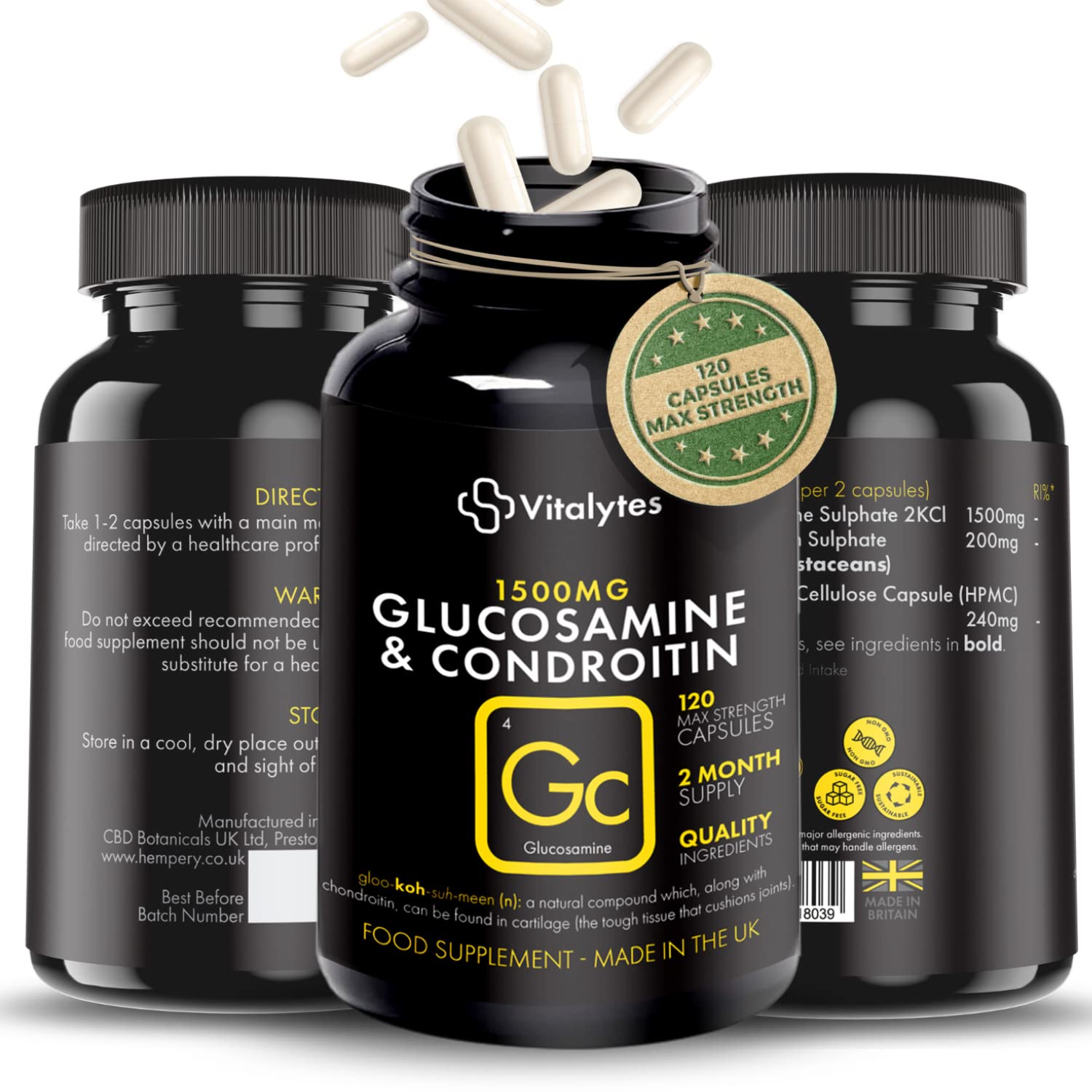 Vitalytes Marine Collagen Supplement 2400mg | 120 Marine Collagen Capsules Made in The UK Vitalytes