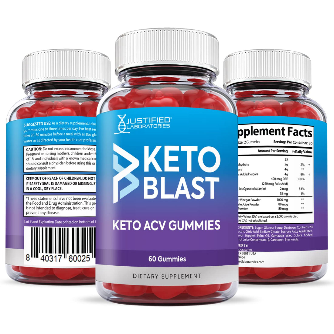 Justified Laboratories Keto Blast Gummies 1000MG ACV with Pomegranate Juice Beet Root