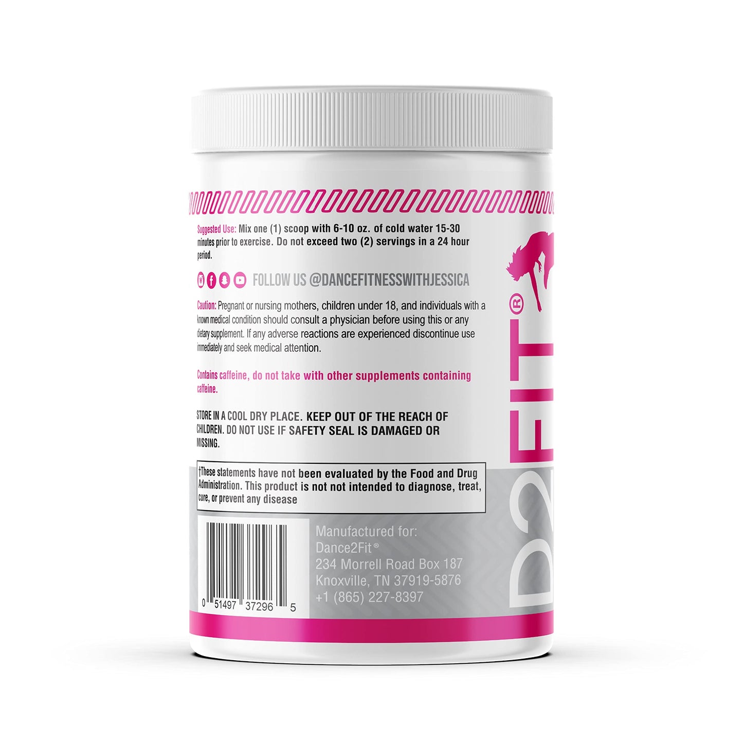 D2Fit (by Jessica Bass Women’s Pre Workout Multi Collagen (2.5g) + Biotin (150mcg) - Supports Healthy Hair, Skin & Nails, Supports Increased Energy, Focus & Endurance - Strawberry/Peach 9.31 oz(264g)
