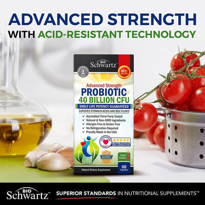 Daily Probiotic Supplement with 40 Billion CFU - Gut Health Complex with Astragalus BioSchwartz