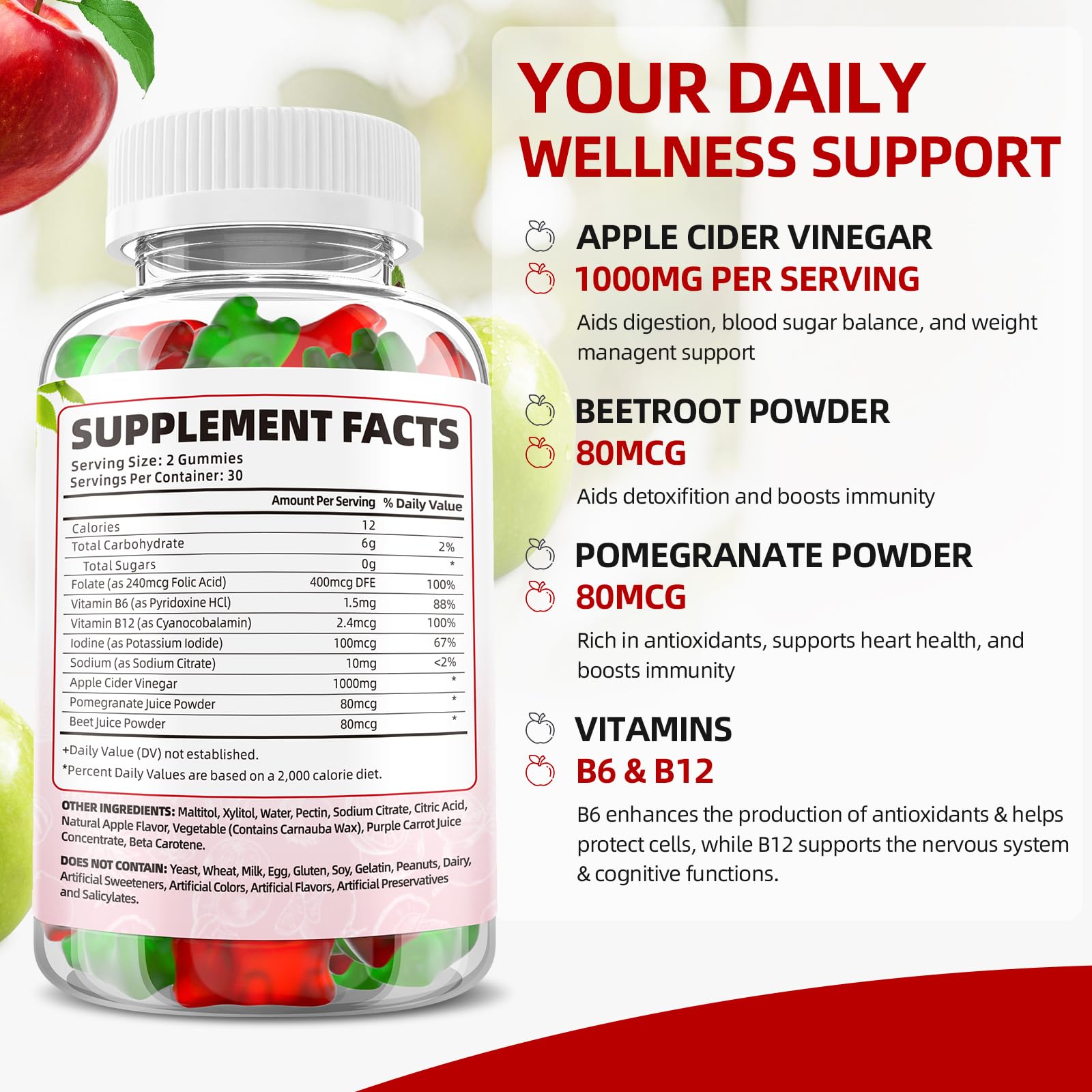 Keto ACV Gummies Advanced Weight Loss, 1000MG Apple Cider Vinegar Gummies Supple GrnLife