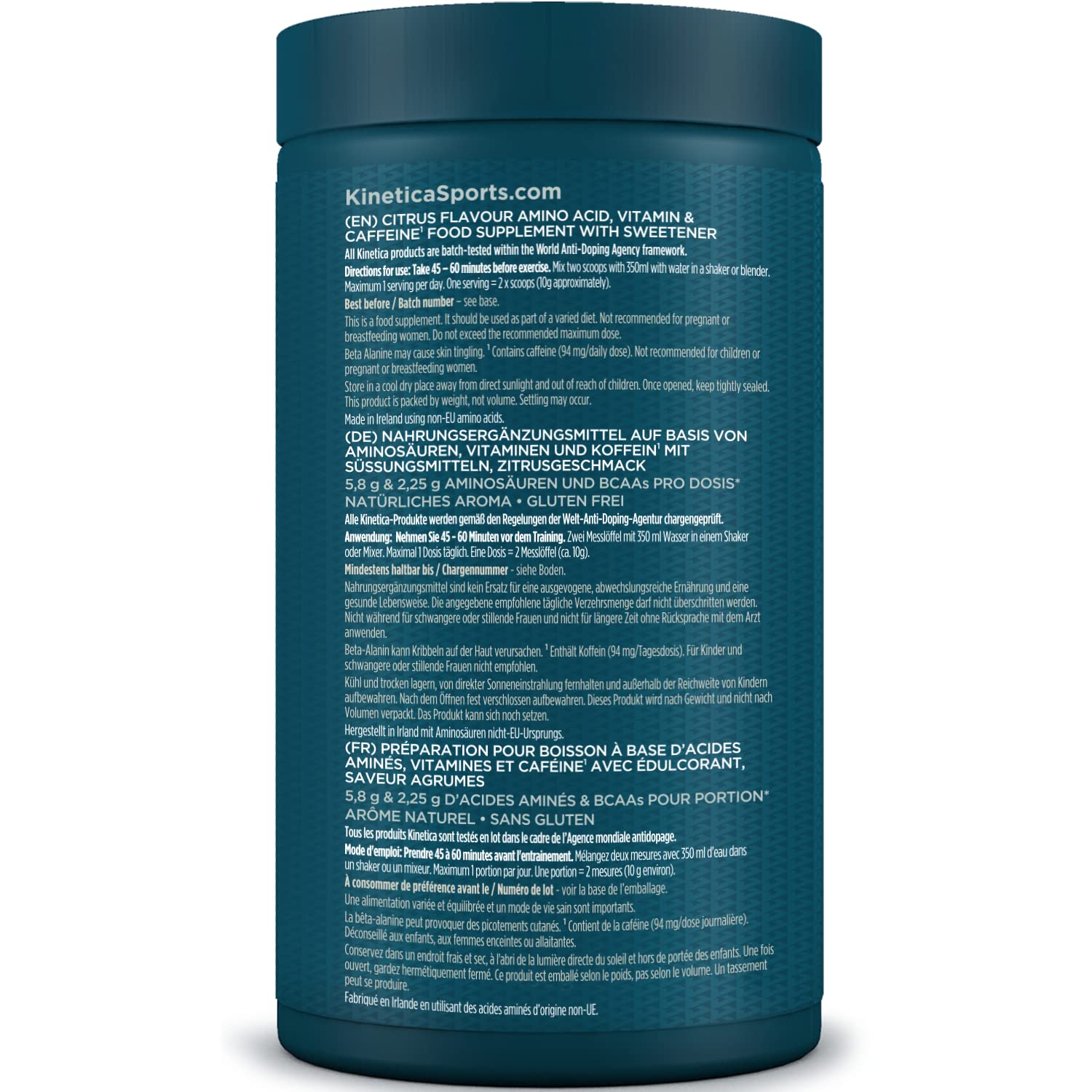 Kinetica PreFuel, Pre Workout, 5.7g Amino Acids & 2.2g BCAA's per Serving, 30 Servings Kinetica