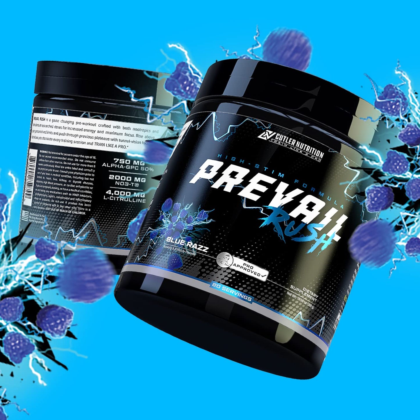 Cutler Nutrition High Stim Pre Workout Powder Prevail Rush Preworkout for Men & Women