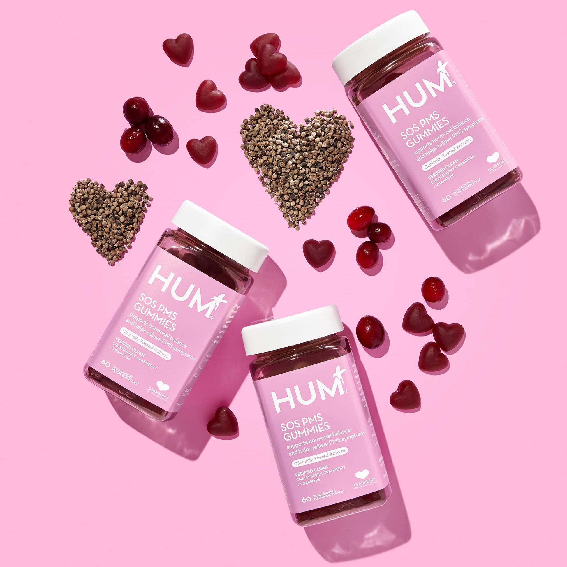 HUM Nutrition SOS PMS Gummies, Helps Relieve PMS Symptoms, Bloating Relief, Mood Swings, Hormonal Balance HUM