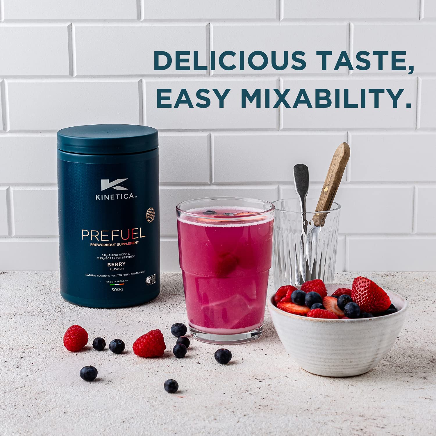 Kinetica PreFuel, Pre Workout, 5.9g Amino Acids & 2.3g BCAA's per Serving, 30 Servings Kinetica