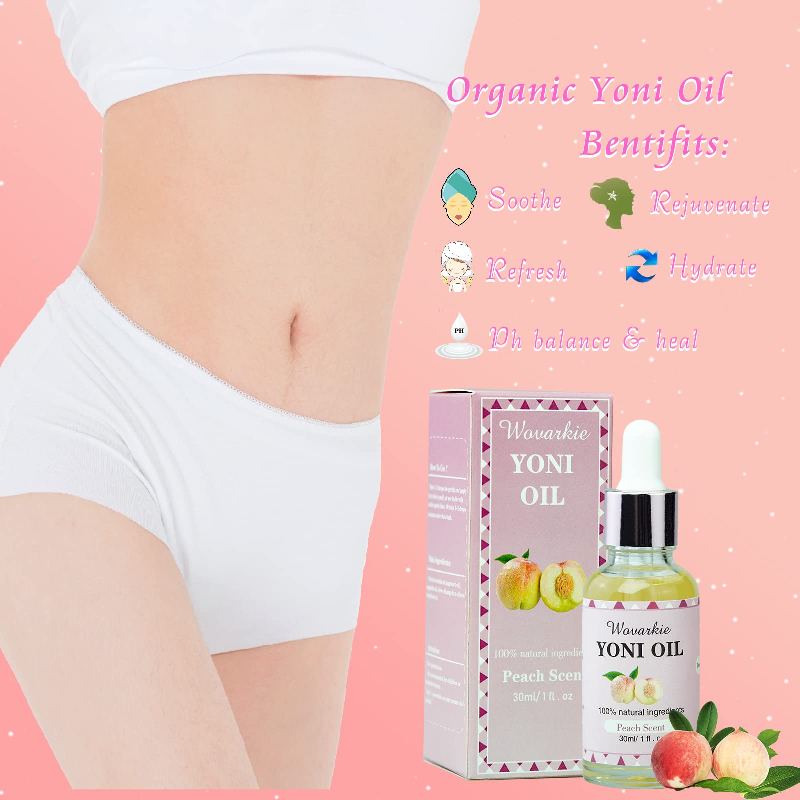 2 Packs Yoni Oil for Women, 1 fl oz/30 ml Feminine Oil Intimate Deodorant for Women, Eliminates Odor Wovarkie