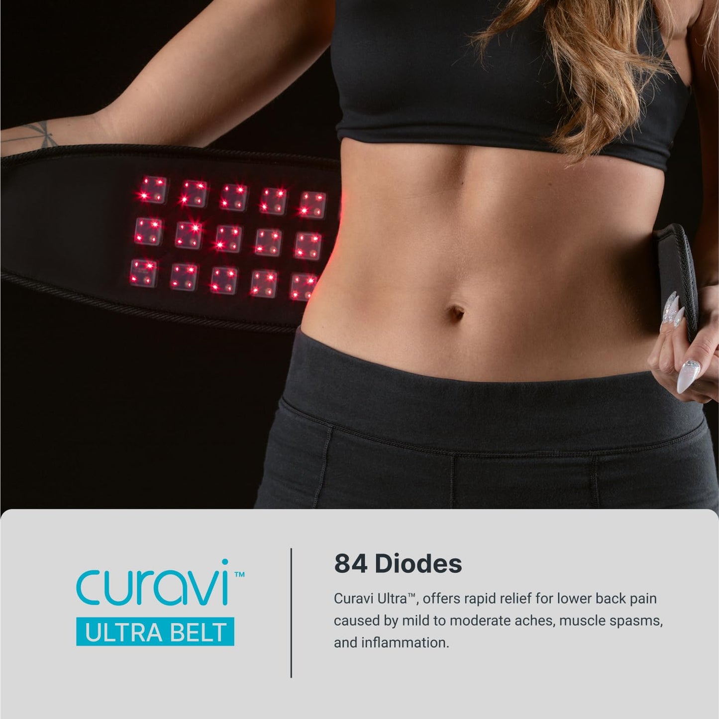 CURAVI Ultra™ Wearable Red Light Therapy Belt for Lower Back Pain Relief - 84 Diodes - Non-Invasive