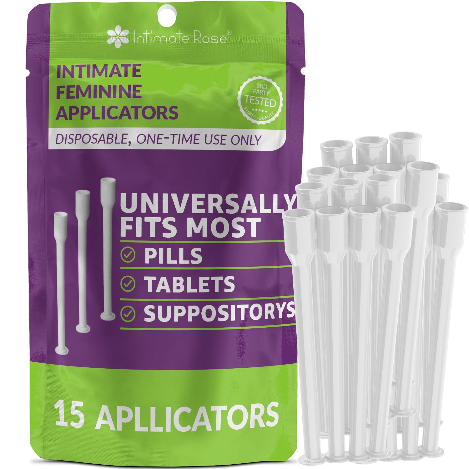 Intimate Rose Boric Acid Suppositories + 15 Count Vaginal Suppository Applicator + pH Test Strips Intimate Rose