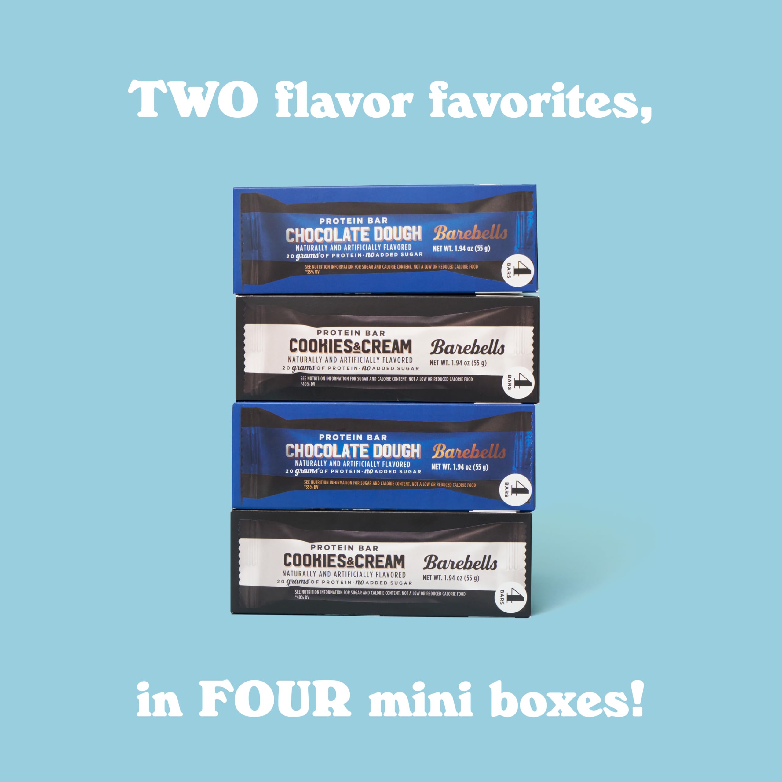 BAREBELLS Protein Bars Variety Value Pack - 16 Count, 1.9oz Bars - Protein Snacks BAREBELLS