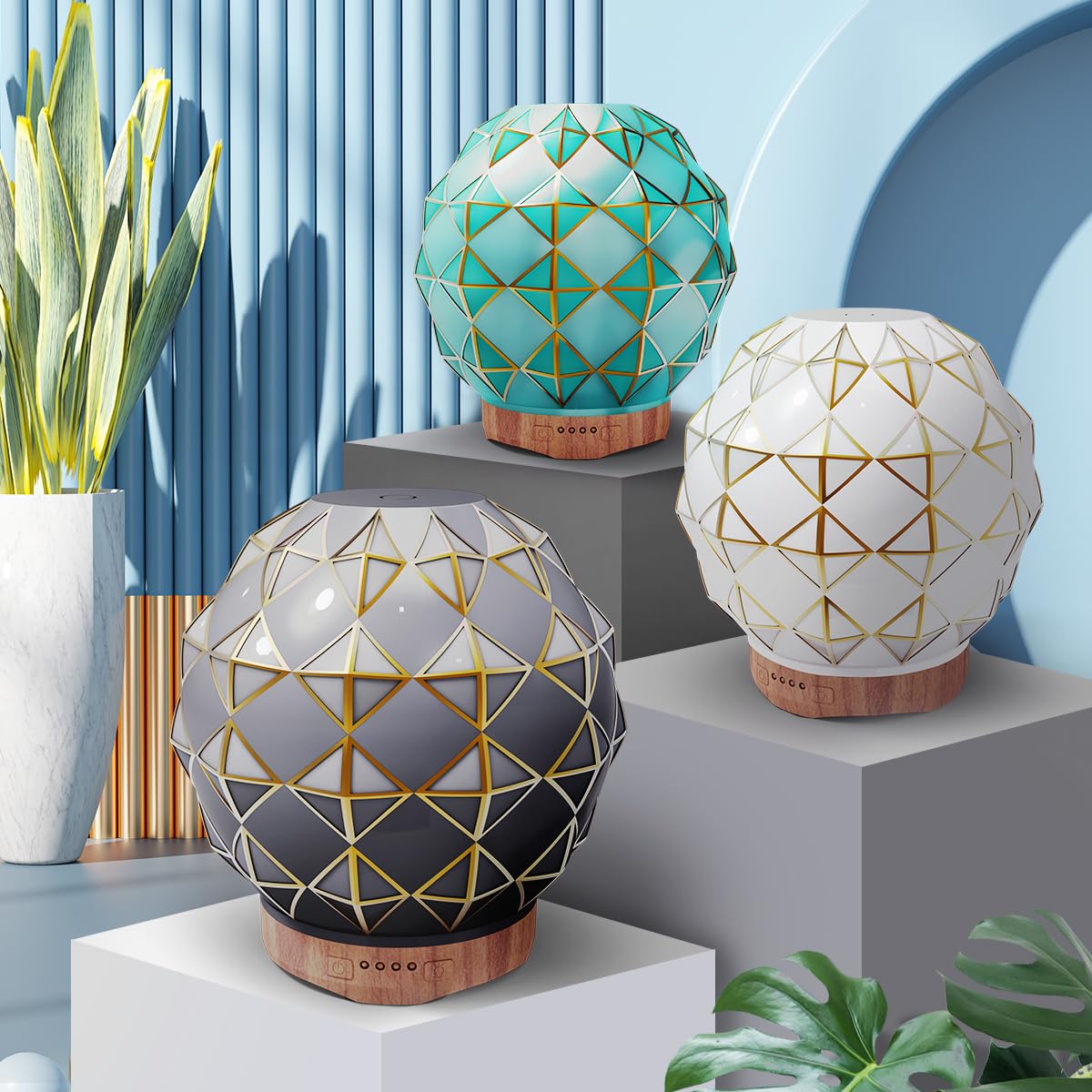 Youenkity Essential Oil Diffuser, Glass Ultrasonic Aromatherapy Diffuser with 7 Color LED Lights YOUENKITY