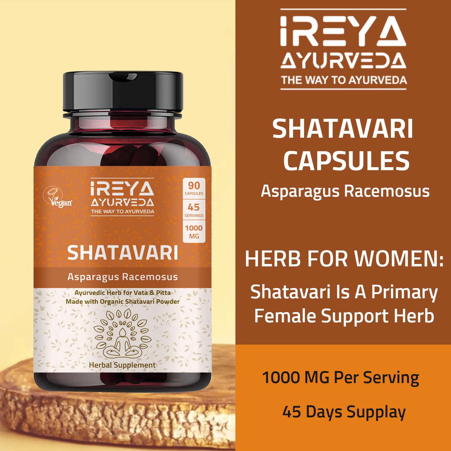 Ireya Ayurveda Shatavari Capsules (90 Capsjules) 1000 mg Organic Shatavari Capsules Lactation Ireya Ayurveda