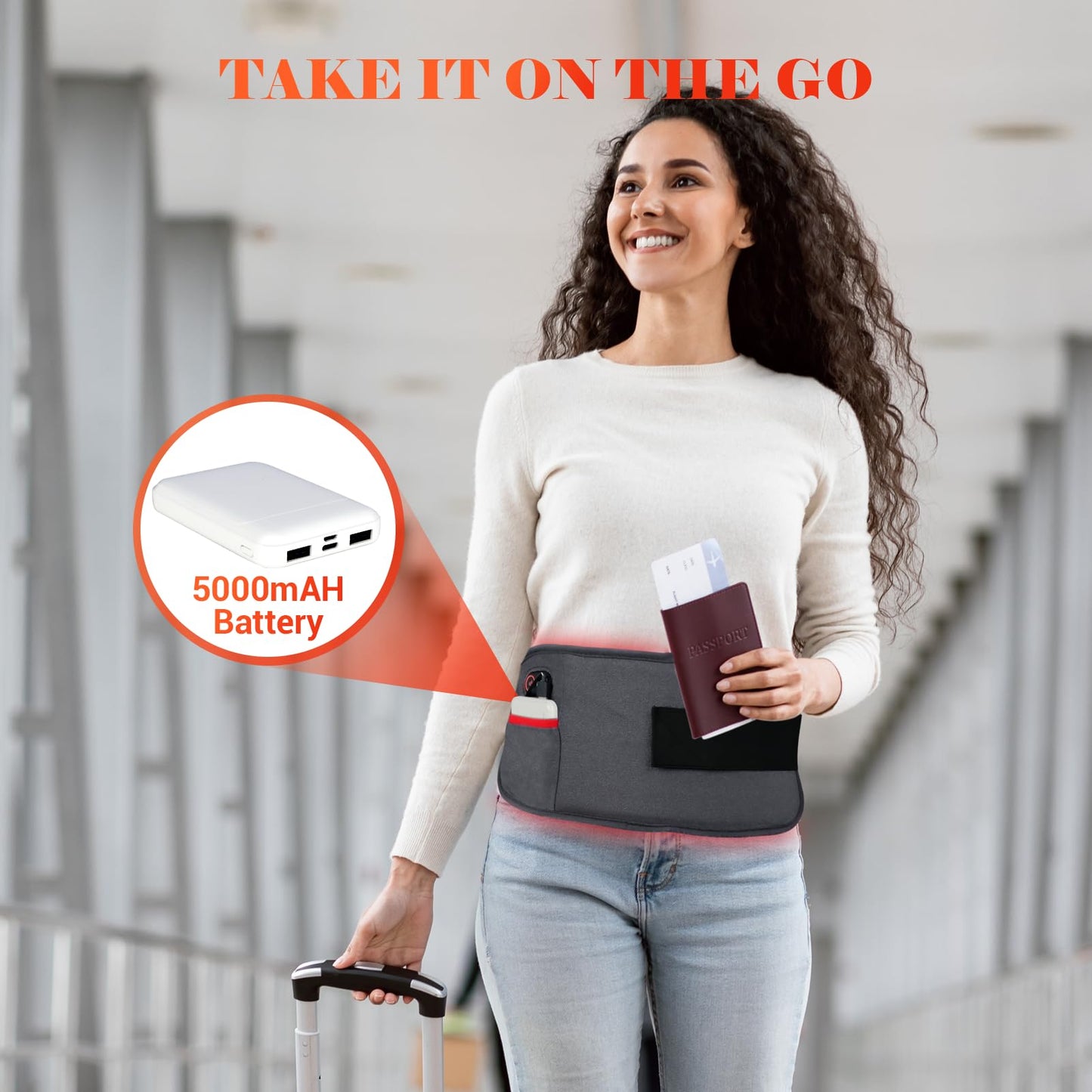 Comfytemp Red Light Therapy Belt, Cordless Infrared Red Light Therapy for Body Device, Wearable Red