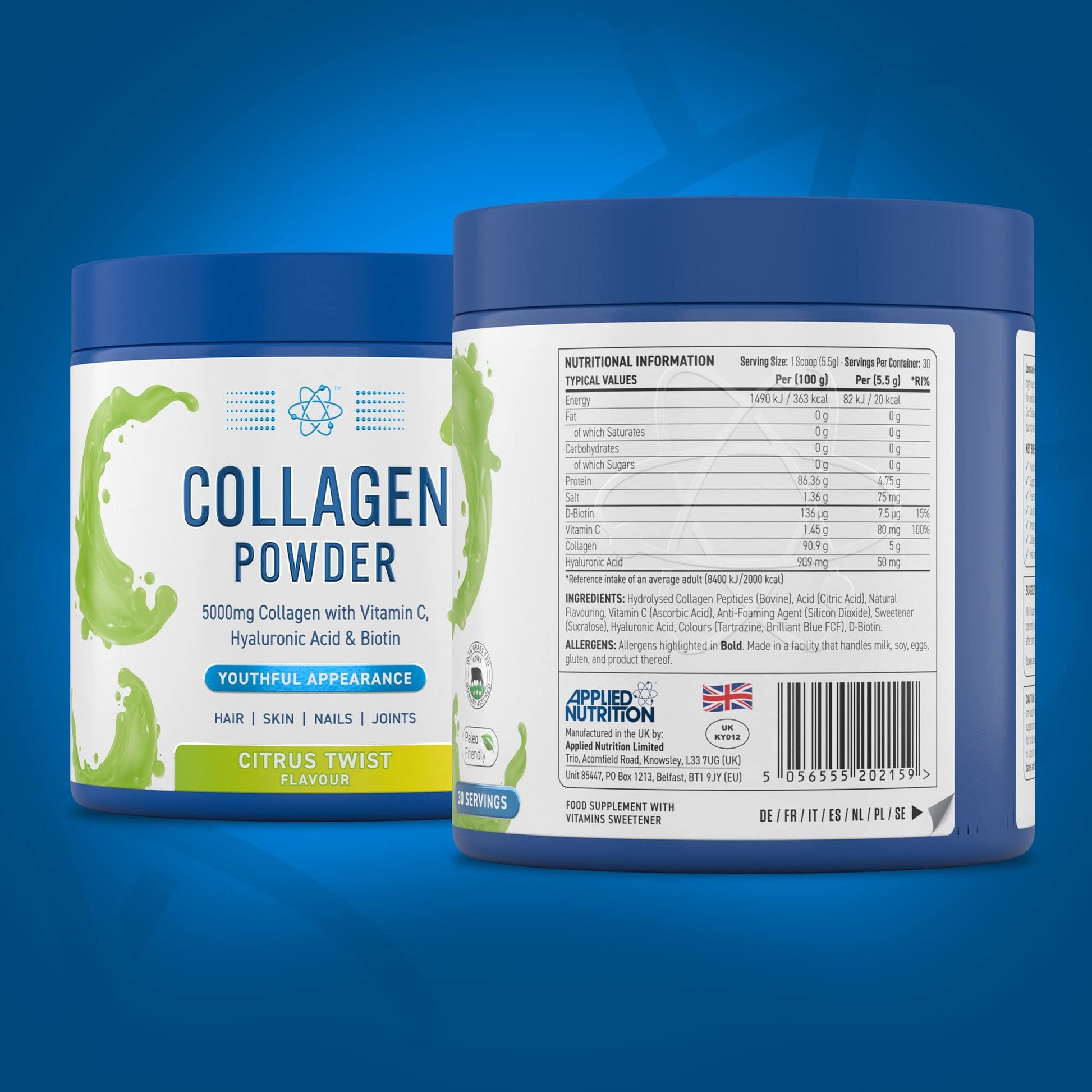 Applied Nutrition Collagen Powder - Citrus Twist Flavour - 5000mg Hydrolysed Bovine Flavoured Applied Nutrition