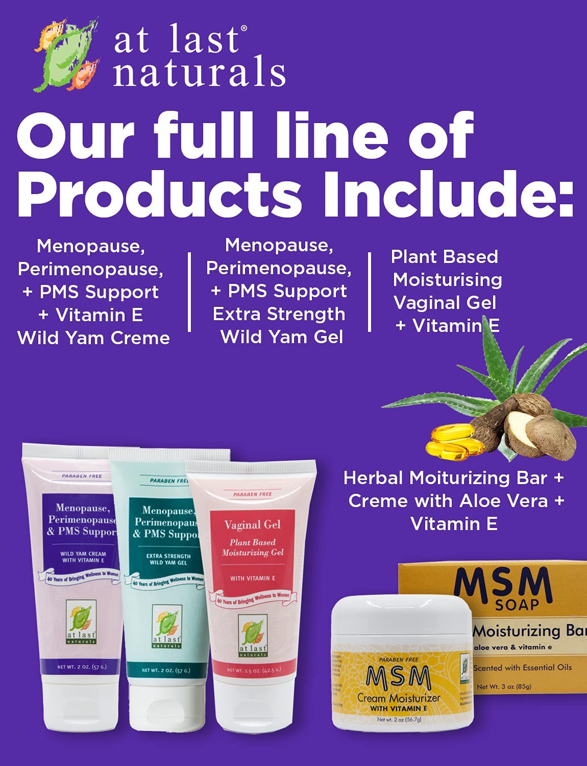 At Last Naturals Wild Yam Cream Menopause Relief, Perimenopause Support and PMS Relief At Last Naturals