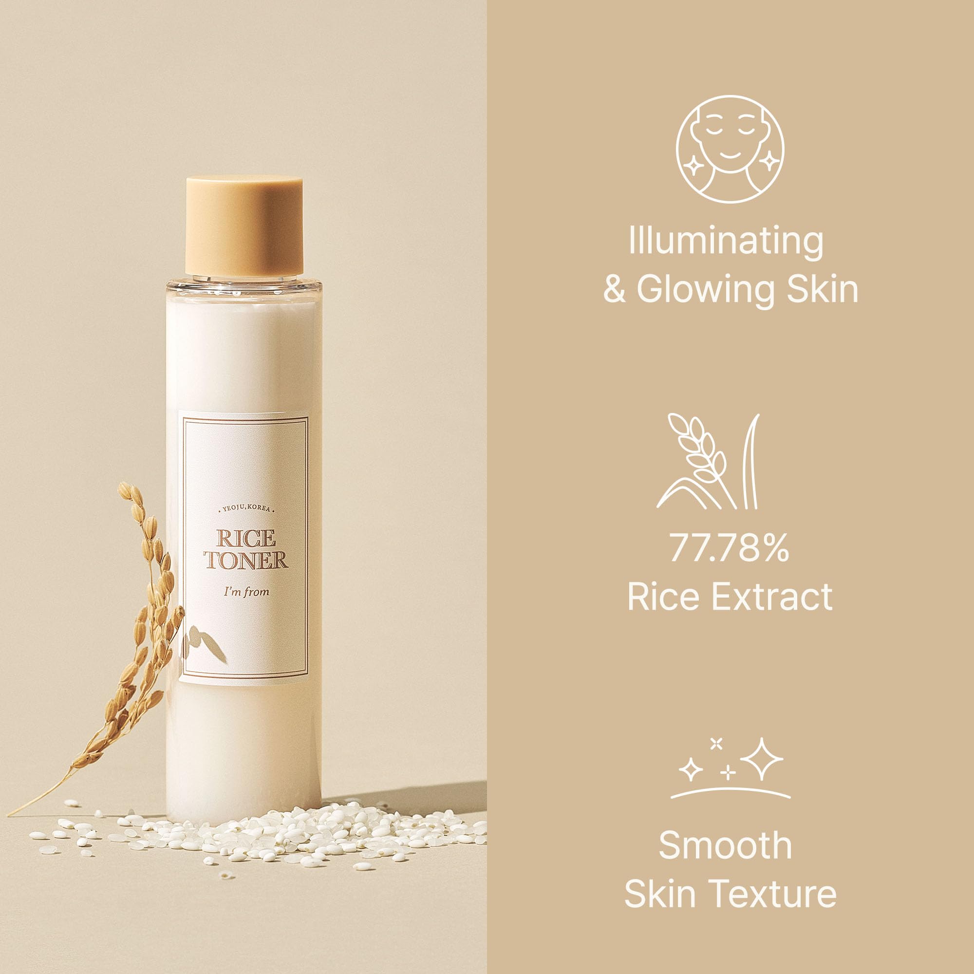 I'm From Rice Toner, 77.78% Rice Extract from Korea, Glow Essence with Niacinamide I'm from
