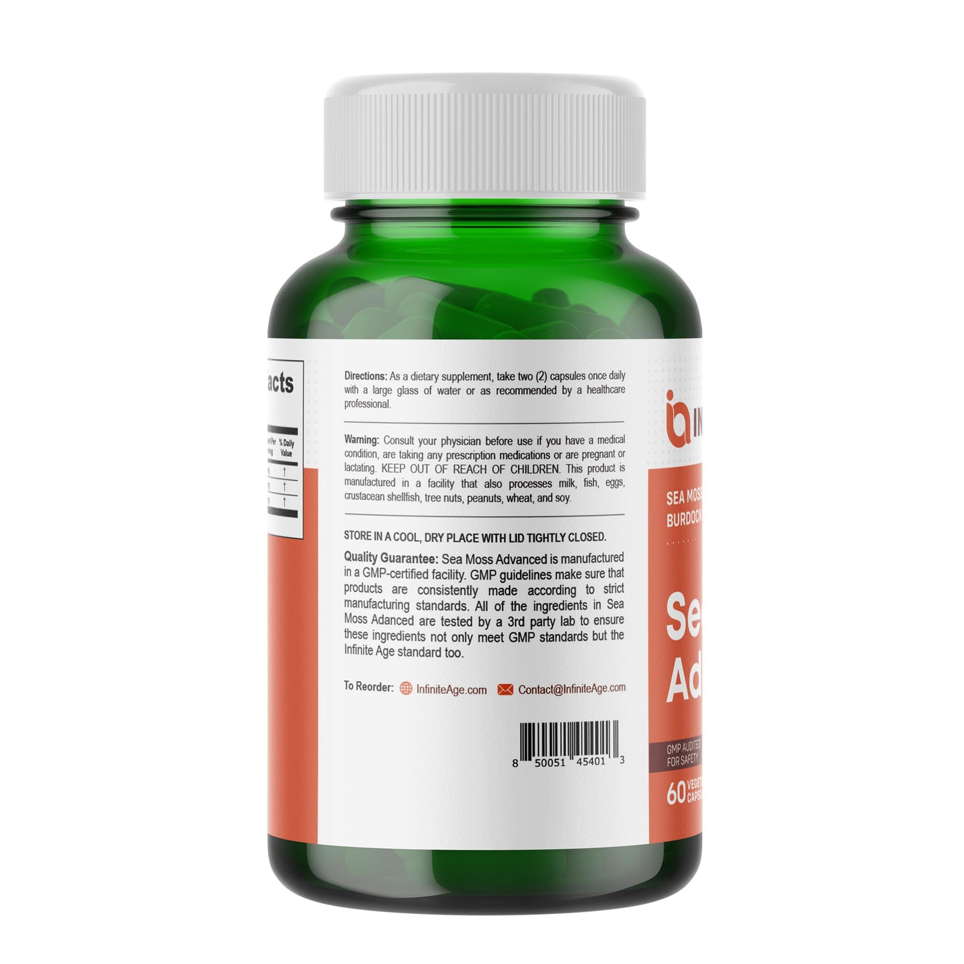 INFINITE AGE: 2 Pack, 1250mg Sea Moss Advanced Superfood, High-Potency, Vegan, INFINITE AGE