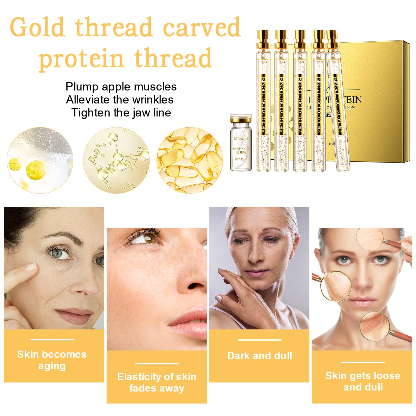 Instalift Korean Protein Thread Lifting Set, Absorbable Collagen Threads for Face Lift, Soluble Protein DRTRU