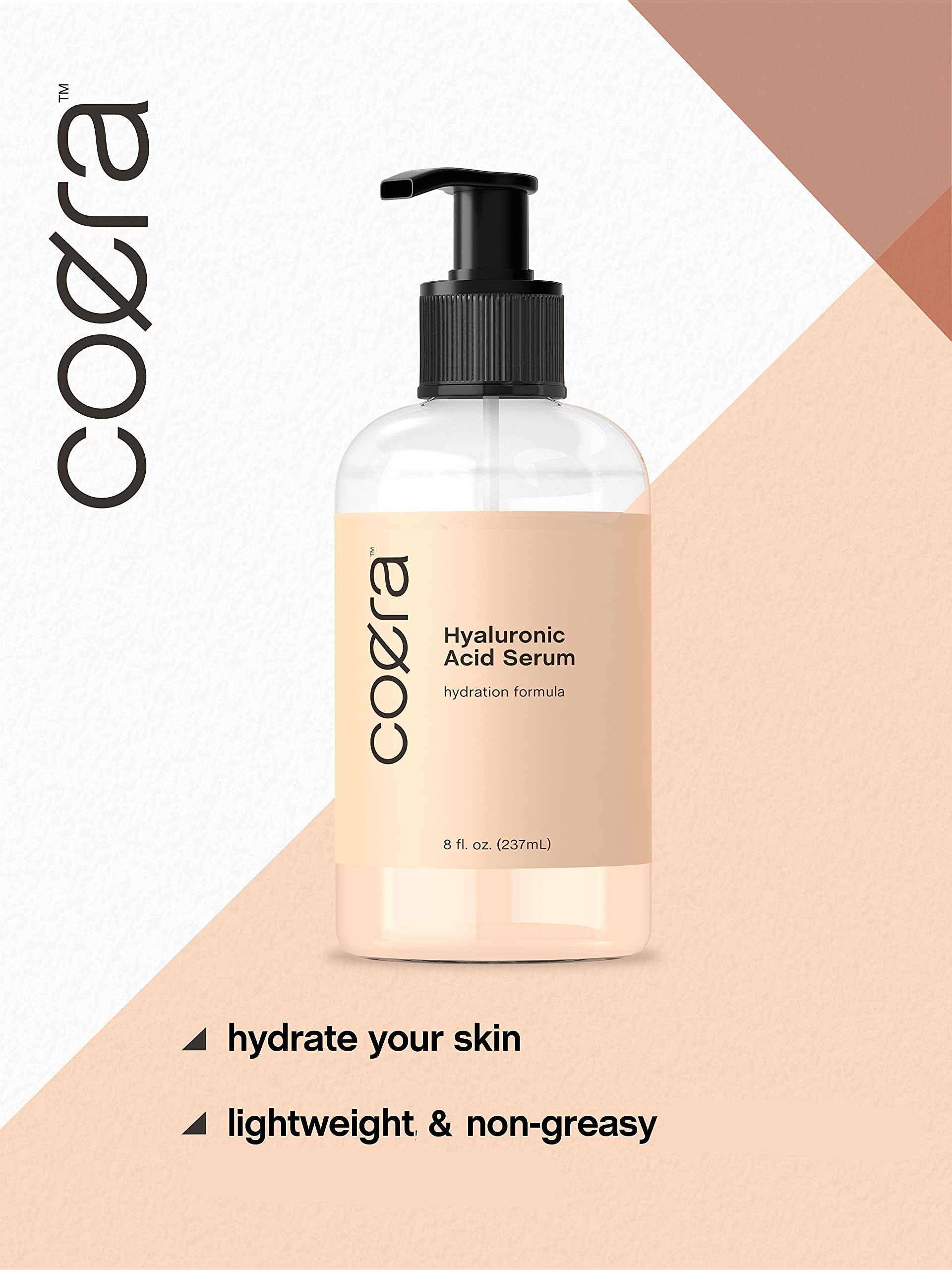 Hyaluronic Acid Serum for Face & Skin | 8 oz | Paraben & SLS Free Moisturizer | Packaging Coera