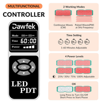 Dawfek Red Light Therapy Belt for Pain Relief Silicone Wearable Near Infrared Light Wrap Deep