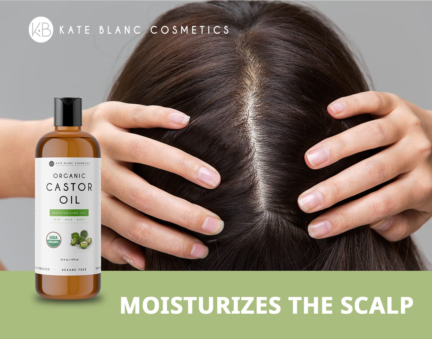 Kate Blanc Cosmetics Castor Oil 16oz - USDA Certified Organic. Cold-Pressed, 100% Pure Kate Blanc Cosmetics