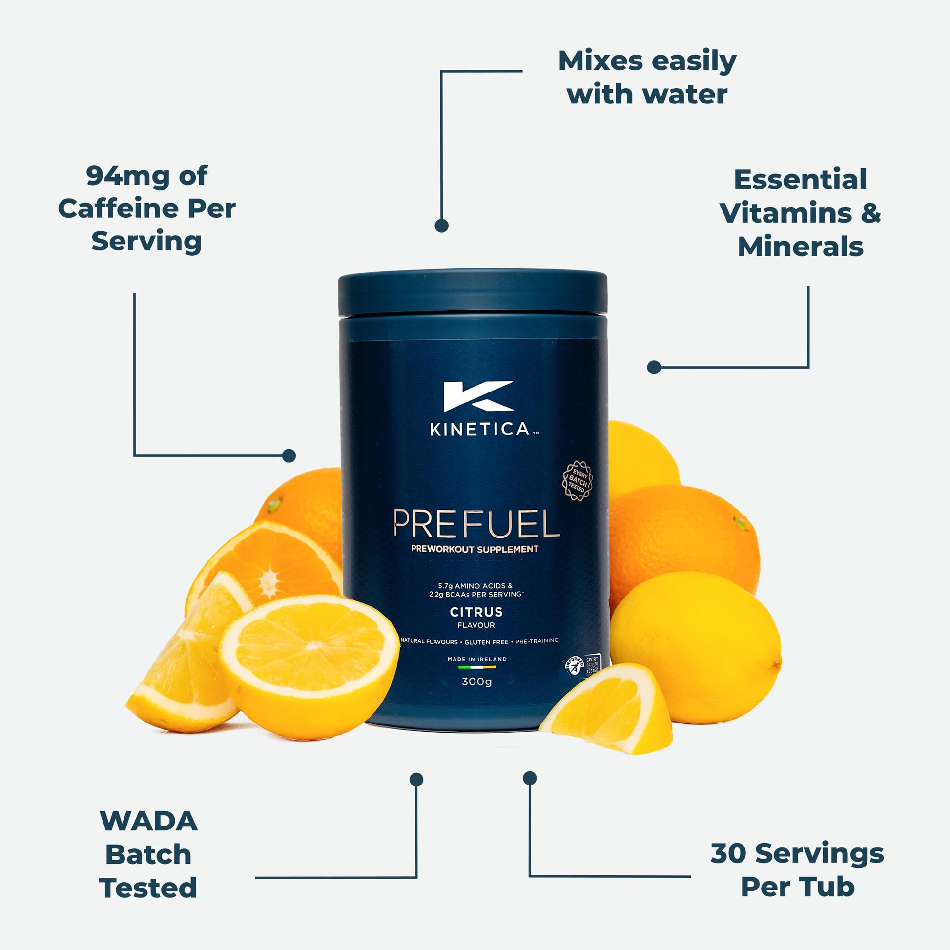 Kinetica PreFuel, Pre Workout, 5.7g Amino Acids & 2.2g BCAA's per Serving, 30 Servings Kinetica