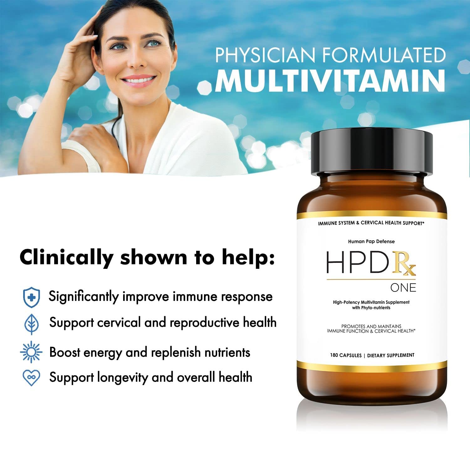 HPD Rx ONE Immunity Boost Multivitamin | HPV Supplements for Women and Men, 2 Pack HPD Rx