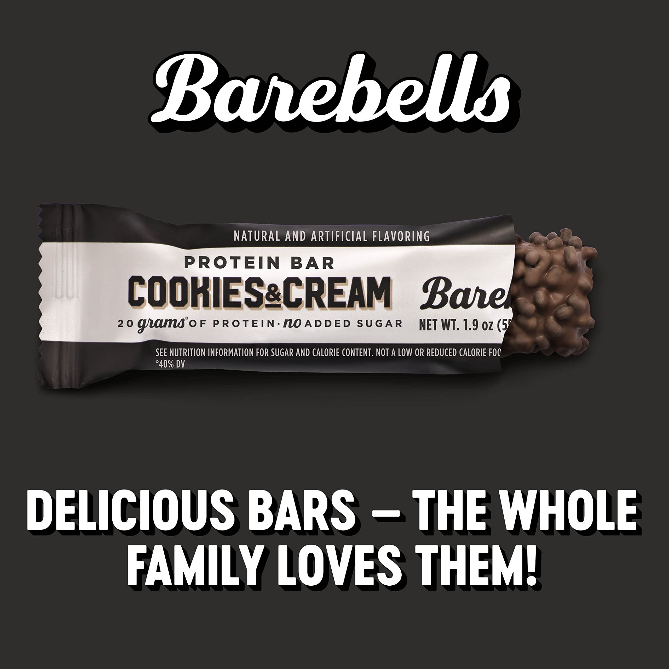 Barebells Protein Bars Cookies & Cream - 12 Count, 1.9oz Bars - Protein Snacks with 20g BAREBELLS