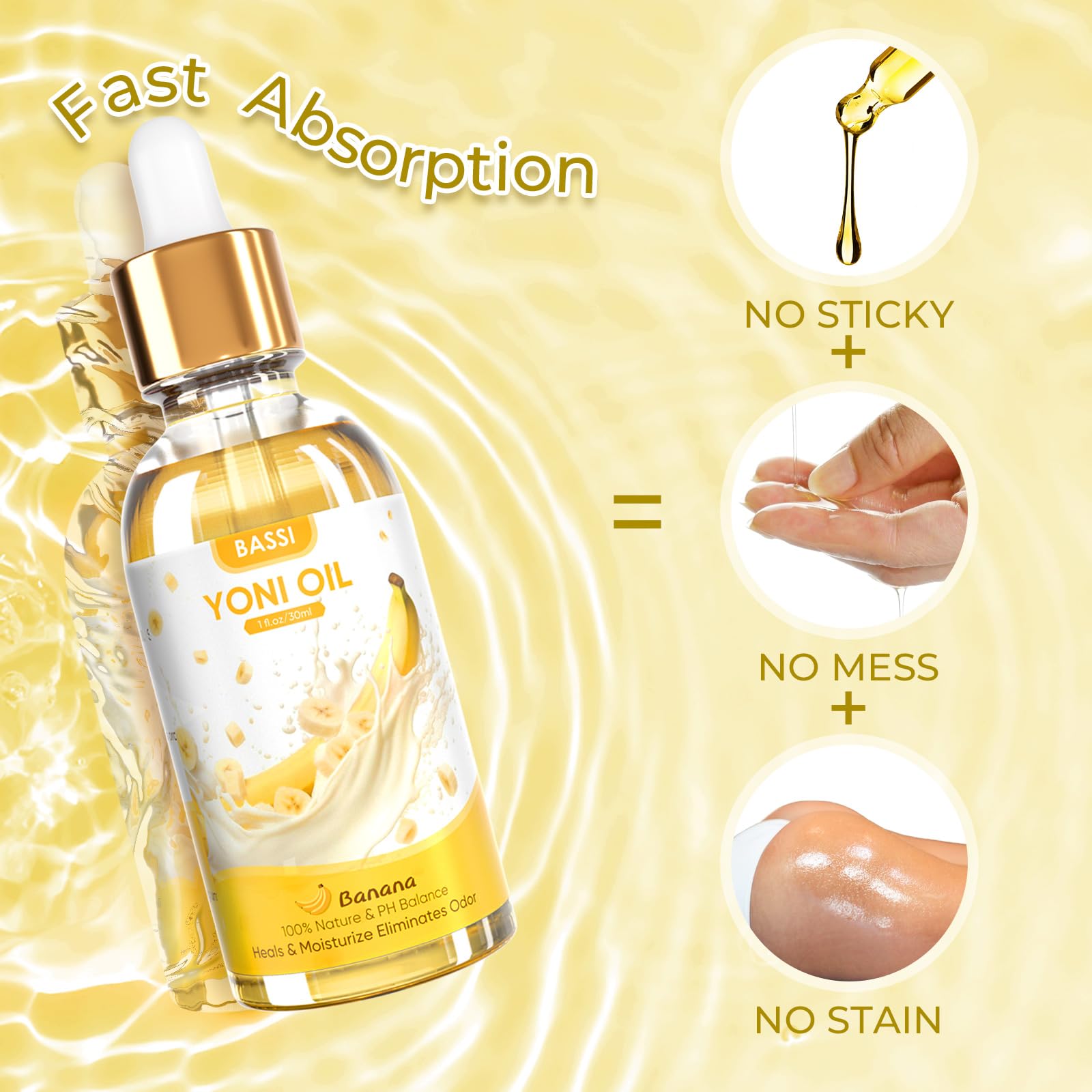 2PCS Yoni Oil Organic Feminine Oil Vaginal Moisturizer - Ph Balance for Women - Feminine Deodorant BASSI