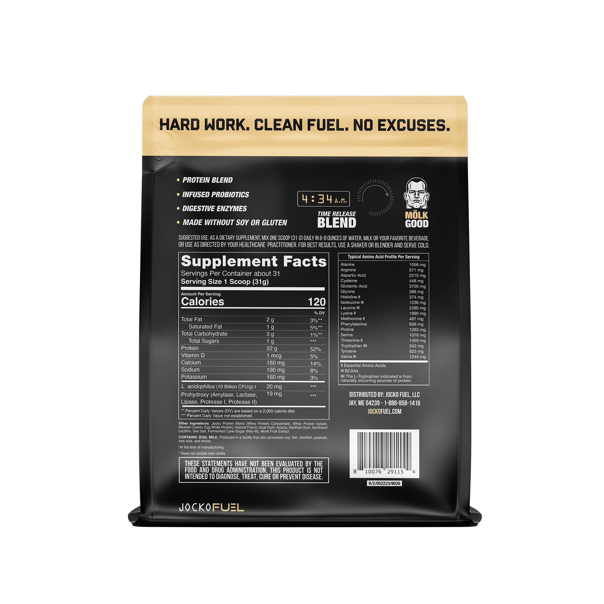 Jocko Mölk Whey Protein Powder (Vanilla) - Keto, Probiotics, Grass Fed, Digestive Enzymes Jocko Fuel