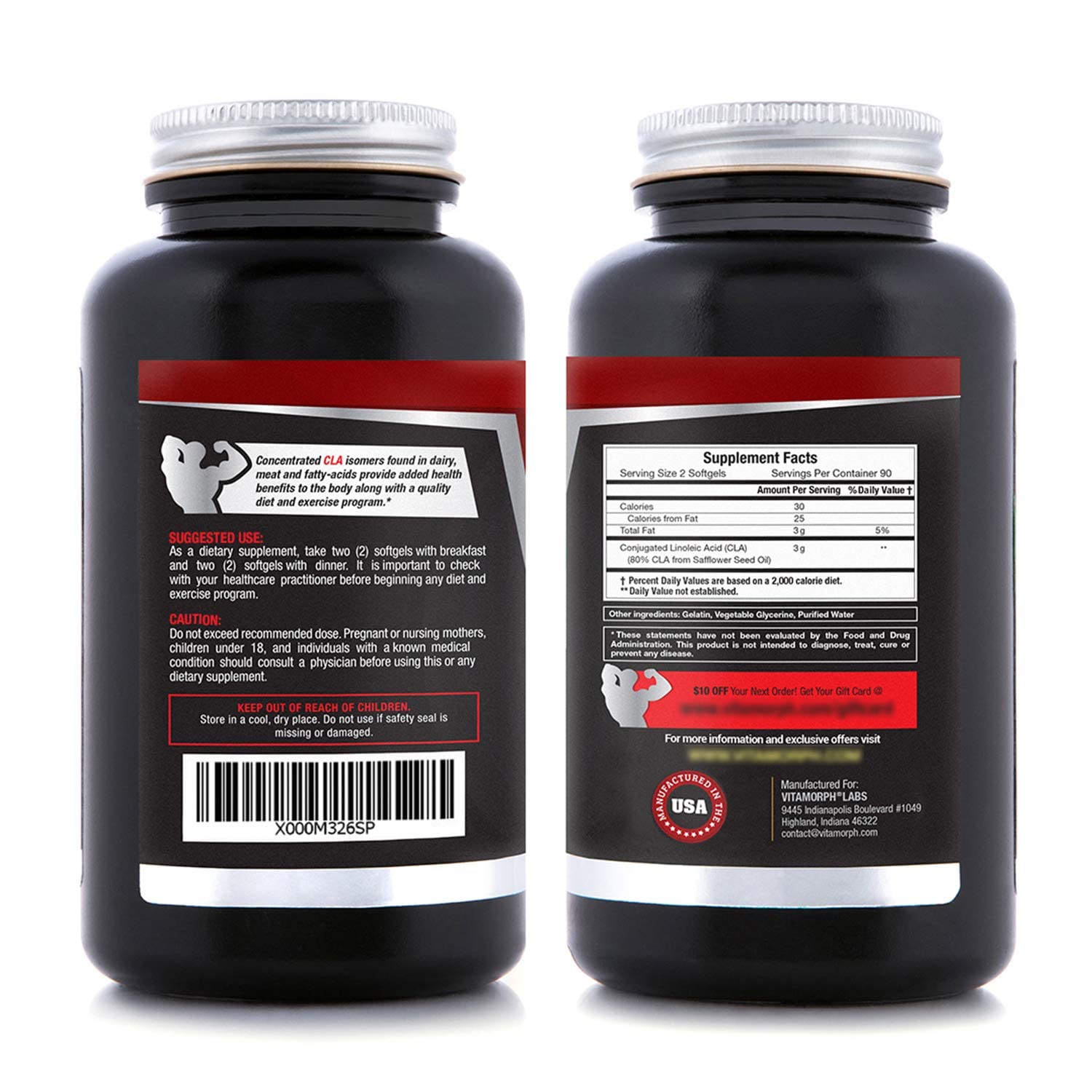 Vitamorph Labs CLA 3000 - CLA Safflower Oil for Metabolism and Weight Loss Management Vitamorph