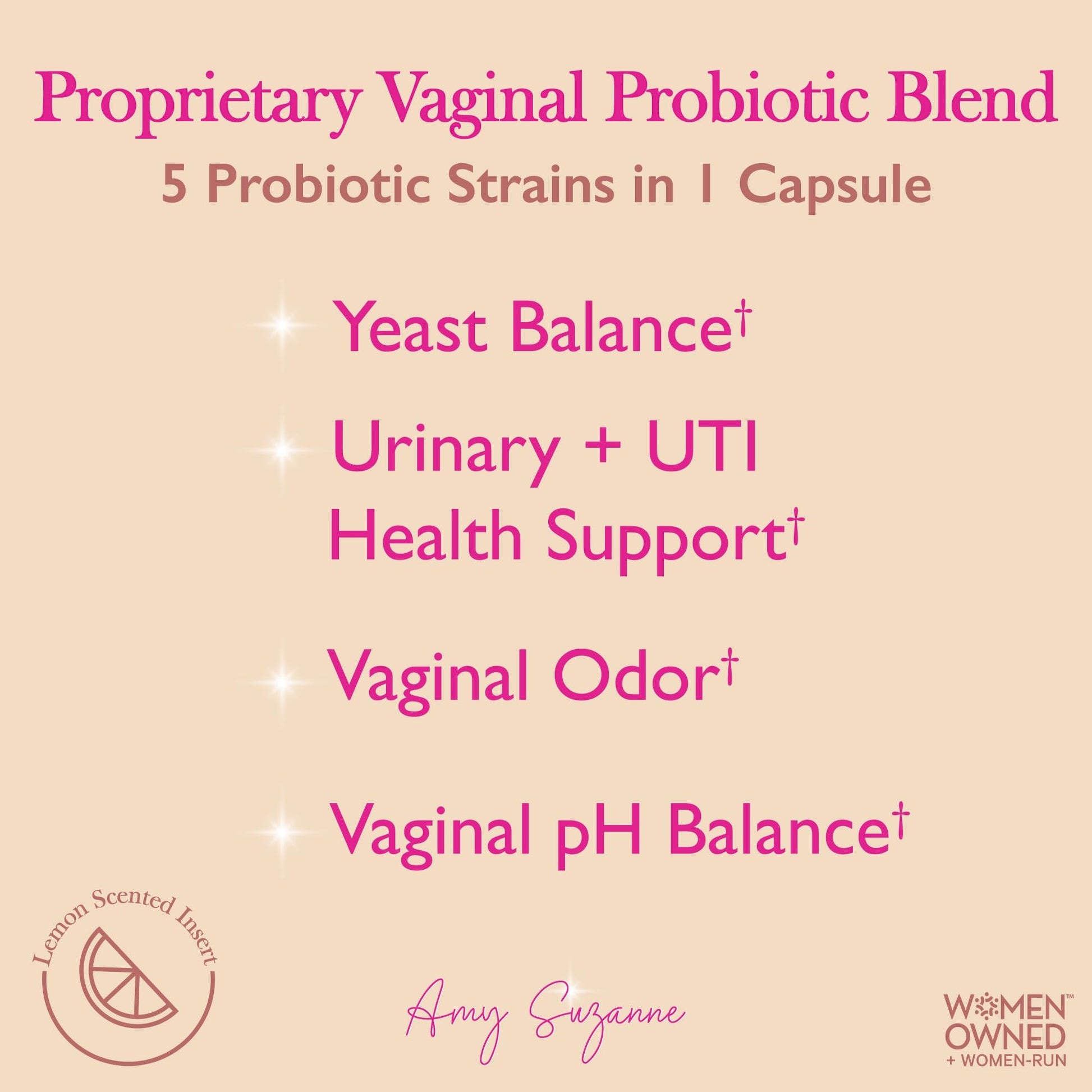 Amy Suzanne Vaginal Probiotics for Women - 10 Billion CFU Probiotic for pH Balance and Urinary Tract Health Amy Suzanne