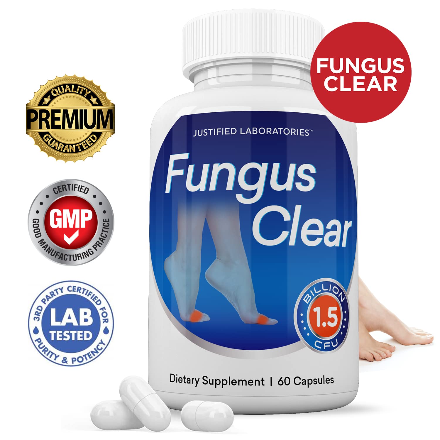 Justified Laboratories (2 Pack) Fungus Clear 1.5 Billion CFU Probiotic Pills 120 Capsules Justified Laboratories