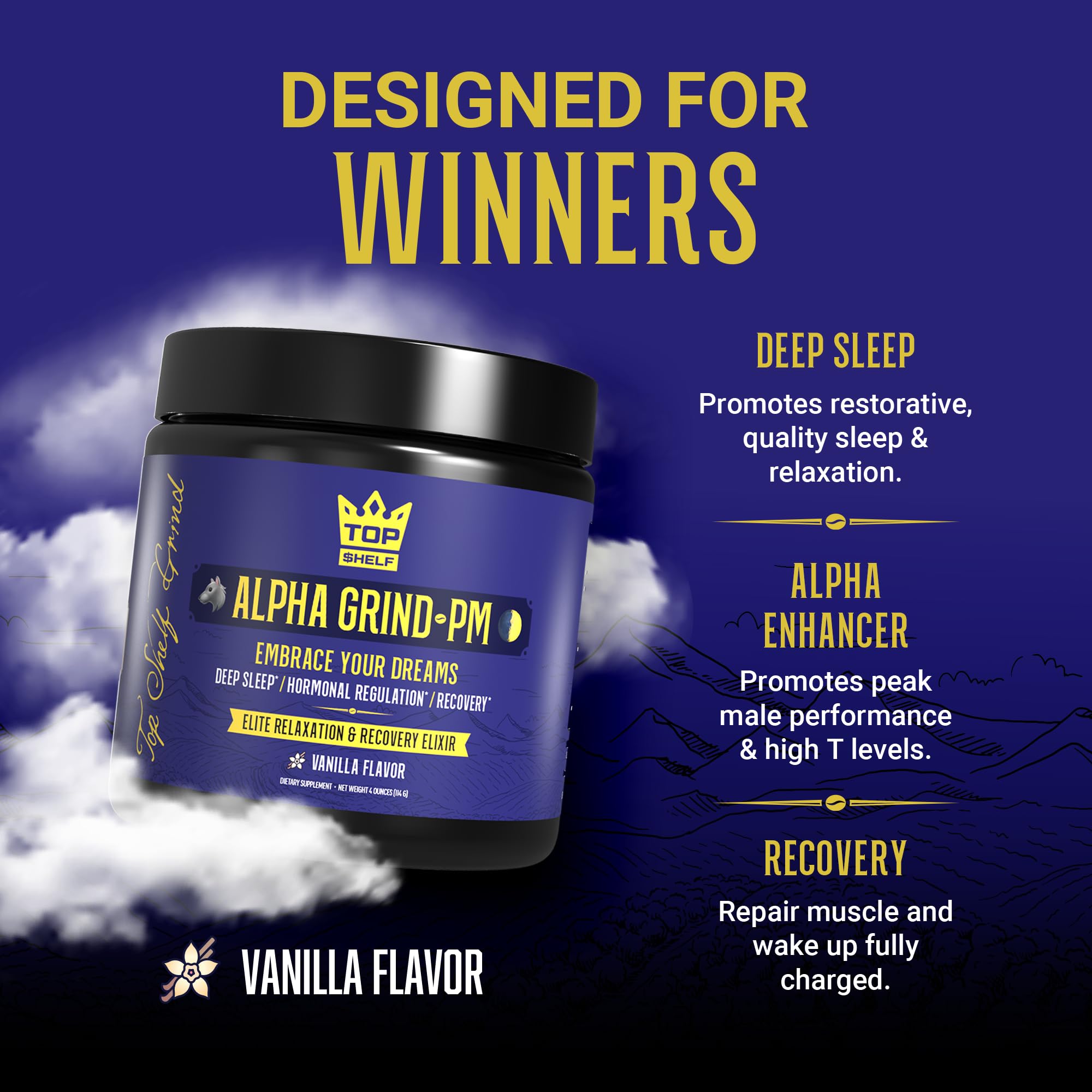 Advanced Sleep Supplement for Men, Nootropic Night Time Burner & Anabolic Recovery Join Top Shelf Grind