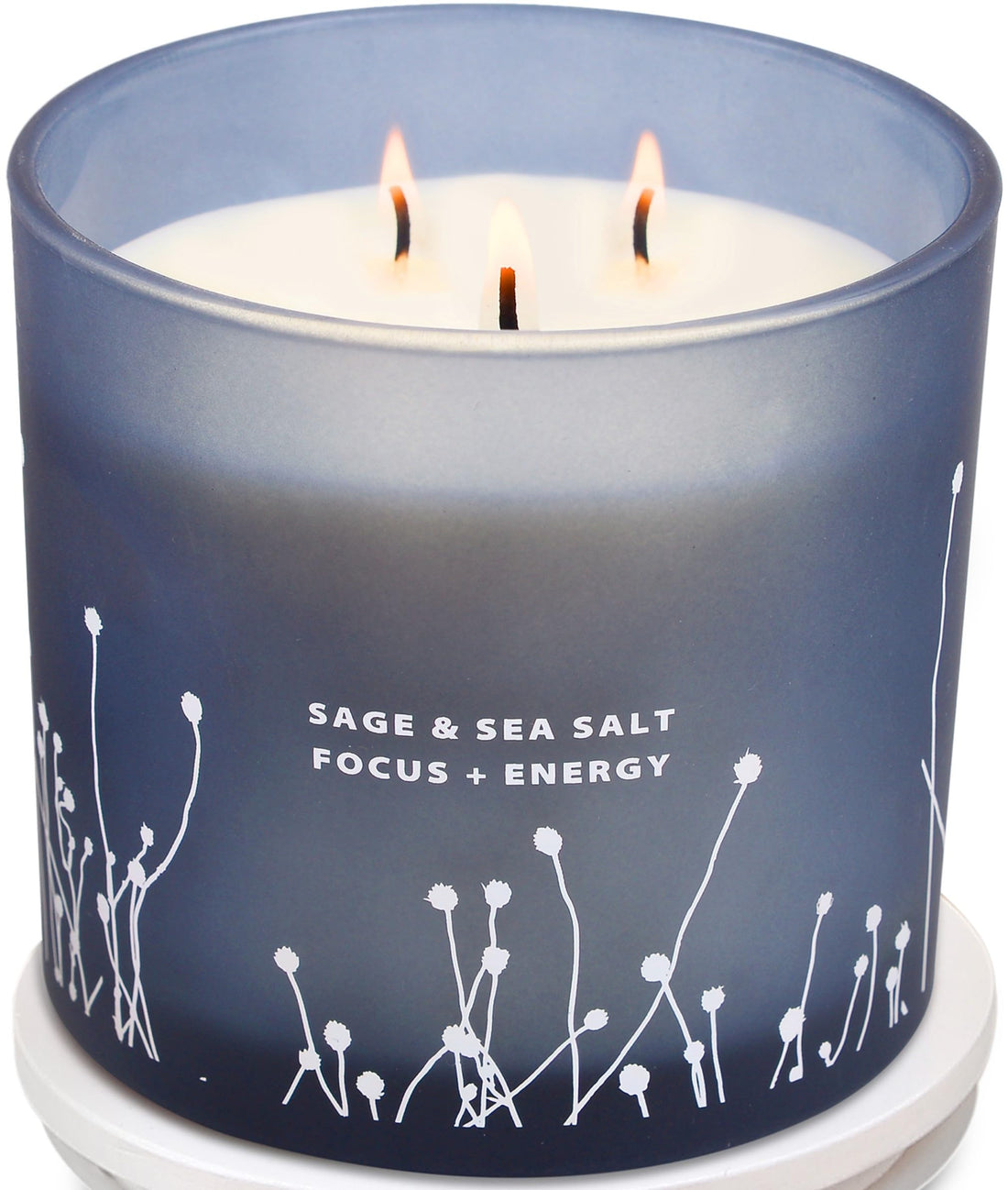 White Sage Sea Salt 3 Wick Candle 14.5 oz | Sage Candles for Cleansing House | Large Soy Candles