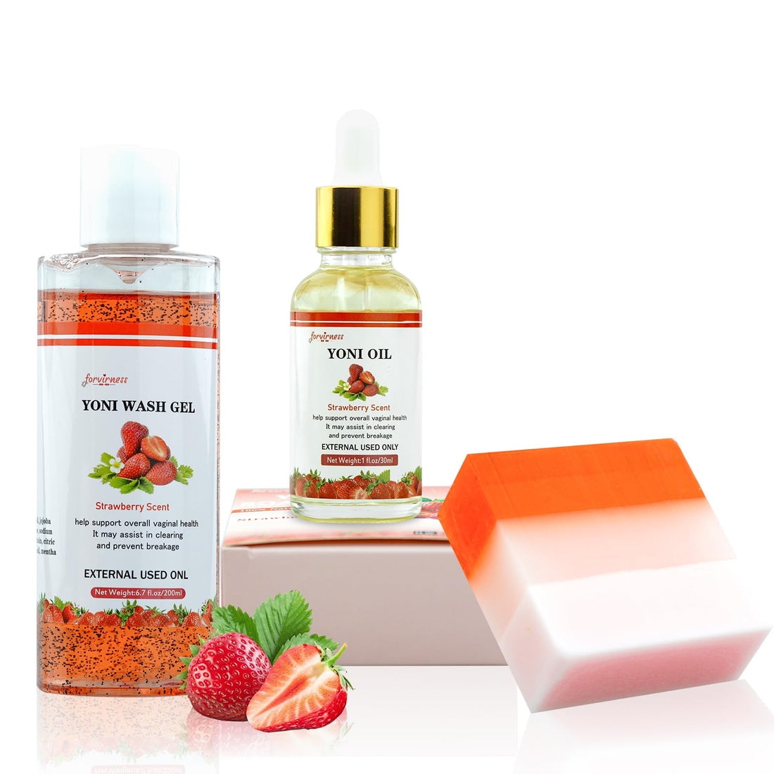 Yoni Wash Yoni Oil Yoni Bar Soap for Women PH Balance, Strawberry Body Oil, Feminine Wash