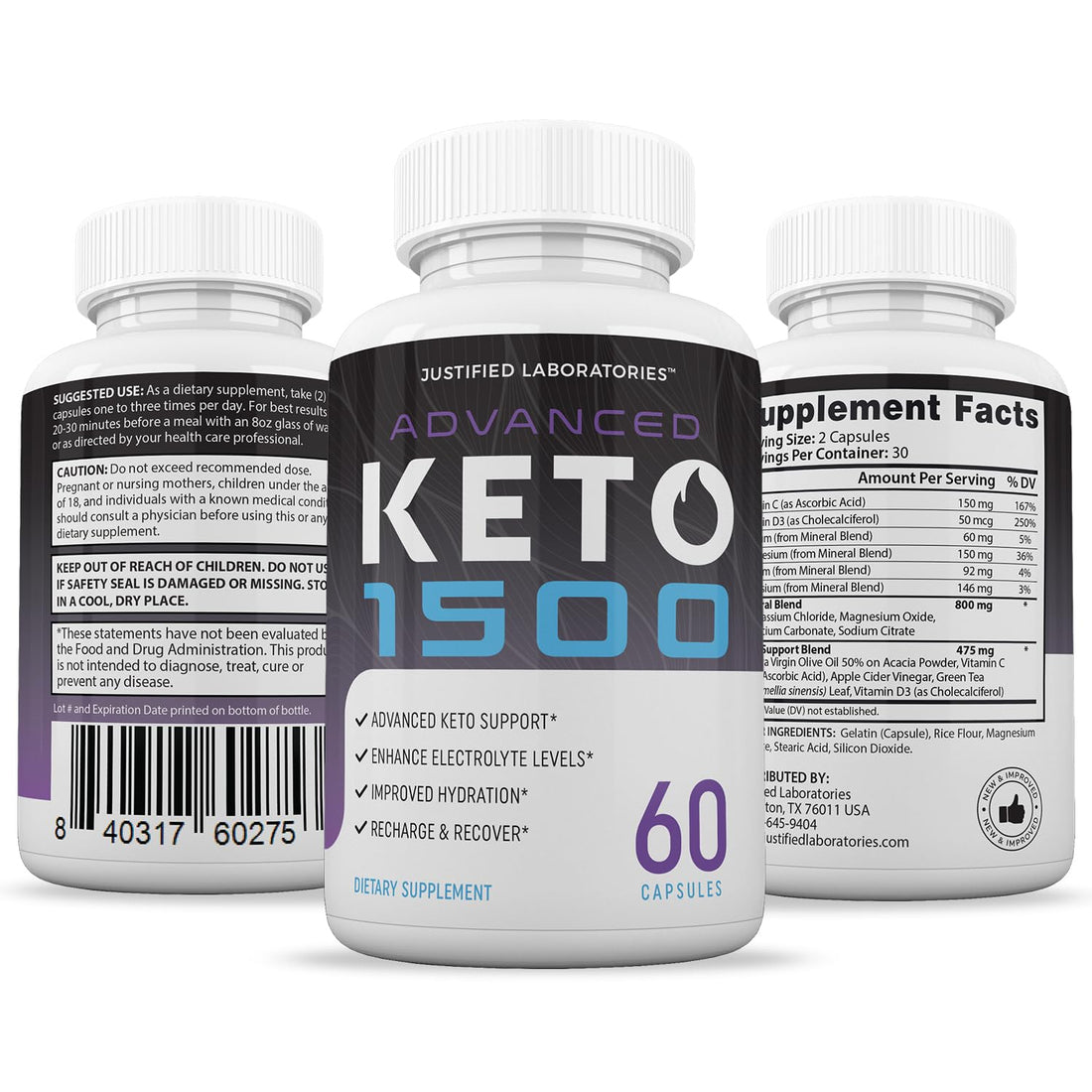 Advanced Keto 1500 Keto Pills 1275MG New & Improved Formula Contains Apple Cider 