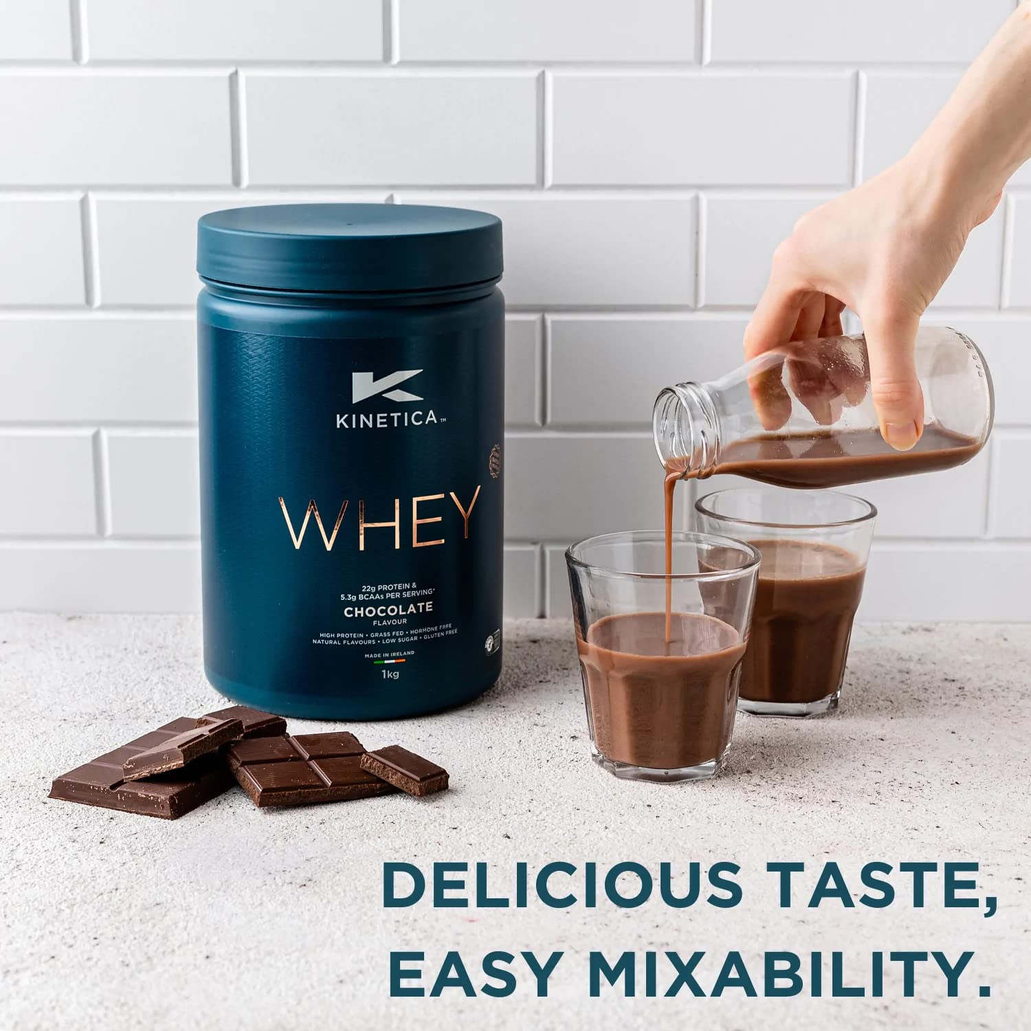 Kinetica Premium Whey Protein Powder | Grass Fed | Chocolate | 4.5kg | 150 Servings Kinetica