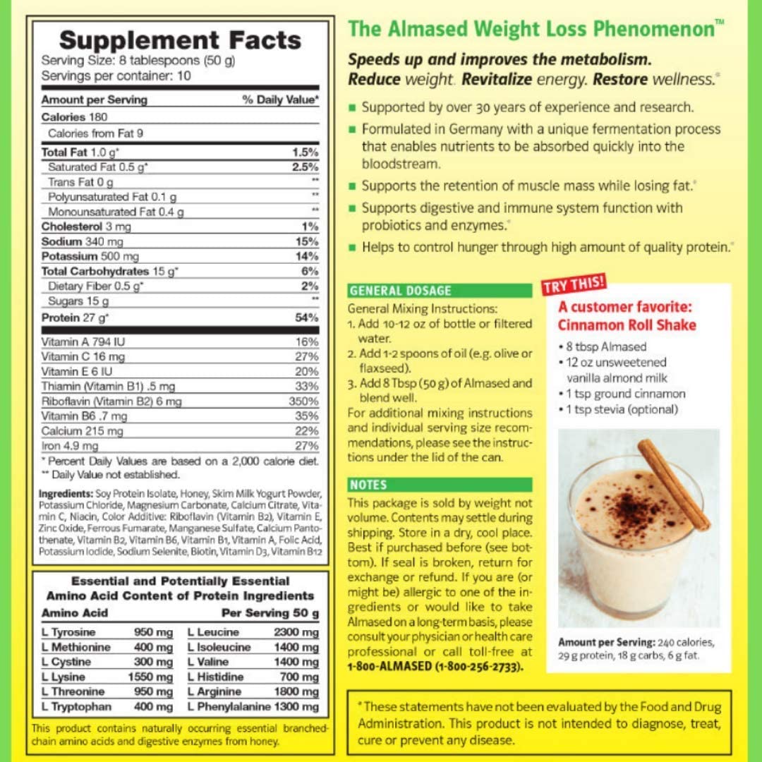 Almased Vanilla shakes – Gluten-Free, non-GMO Powder – Boost High Protein, Vanilla Flavor Almased