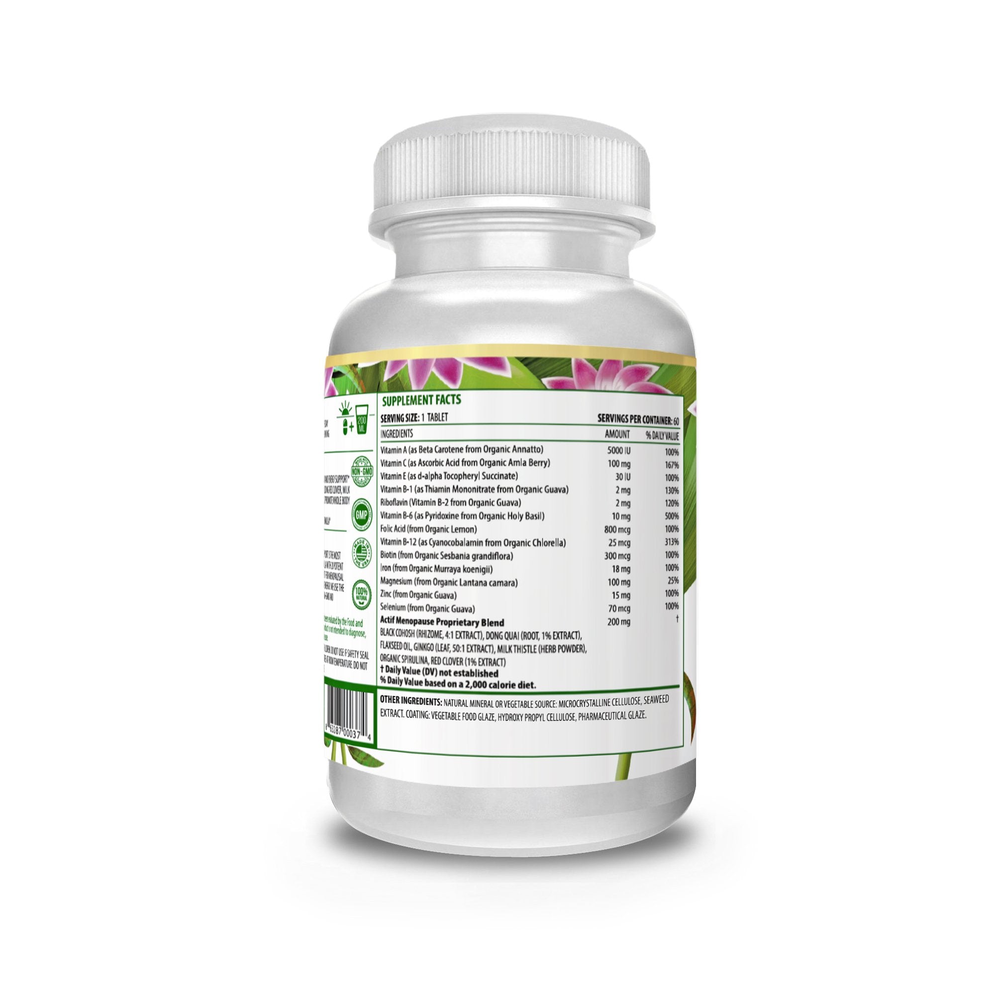 Actif Menopause Advanced Support with 20+ Organic Vitamins and Herbs - Relieves Hot Flashes, Night Sweats ACTIF