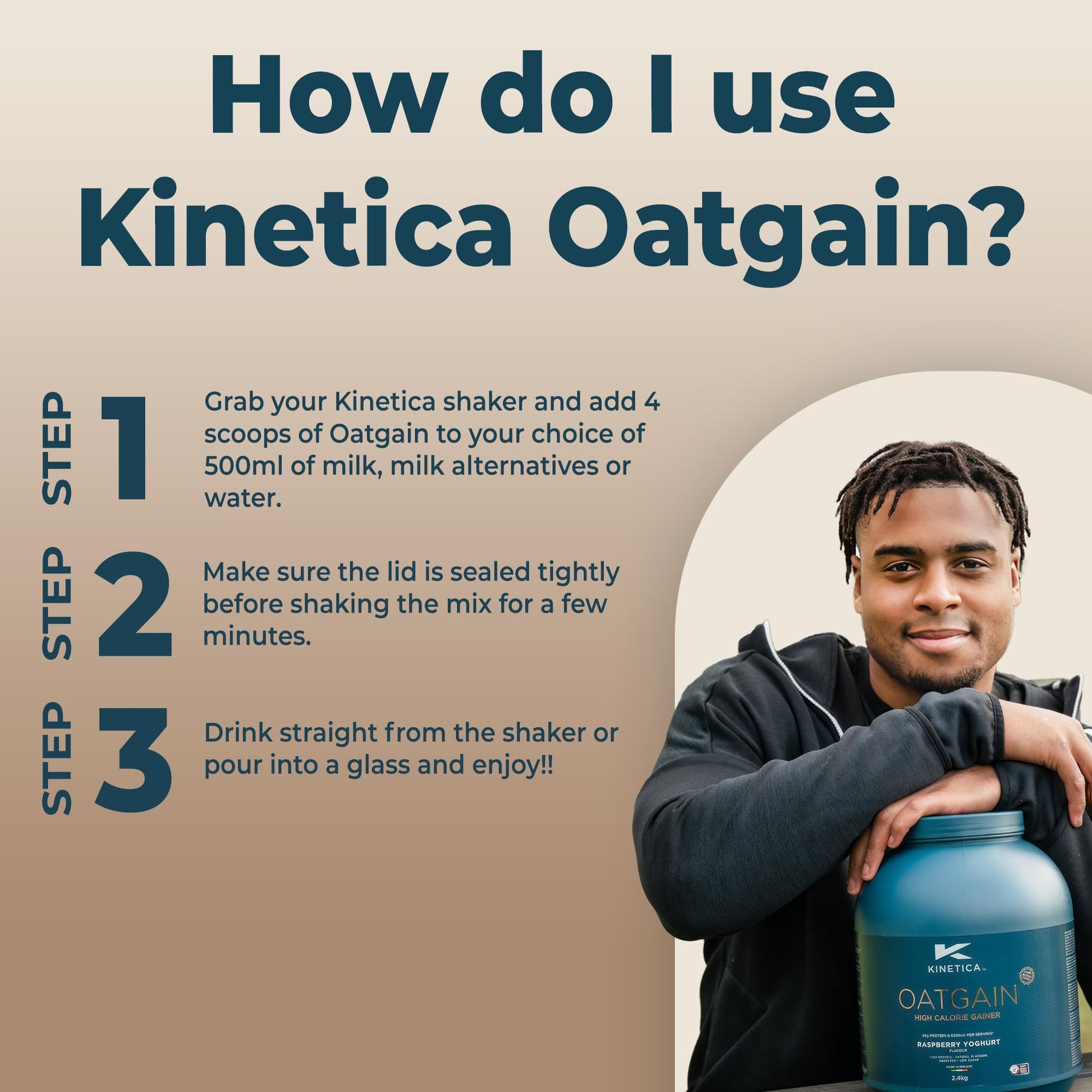 Kinetica OatGain Weight Gainer 600+ Calories & 47g Protein per Serving, 2.4 kg Kinetica