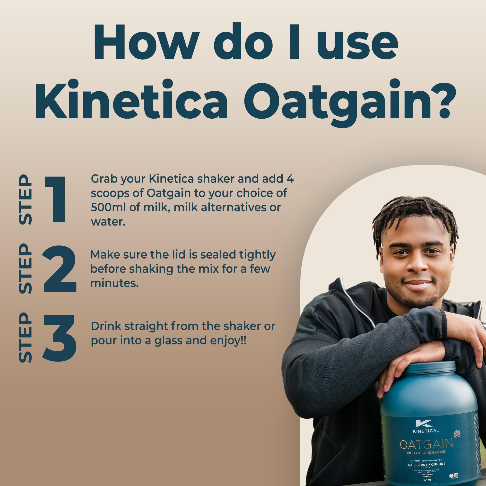 Kinetica OatGain Weight Gainer 600+ Calories & 47g Protein per Serving, 2.4 kg Kinetica