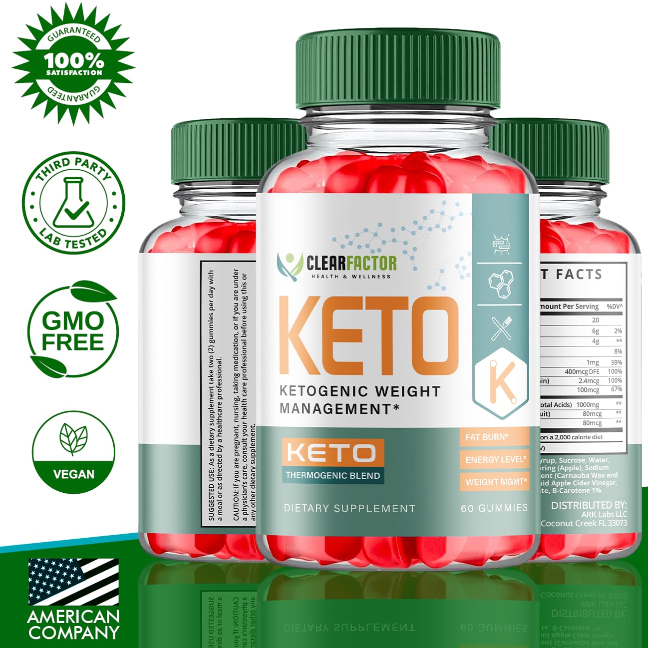 (5 Pack) Clear Factor Gummies, Clear Factor ACV Gummies, Clear Factor Gummy Ark Labs