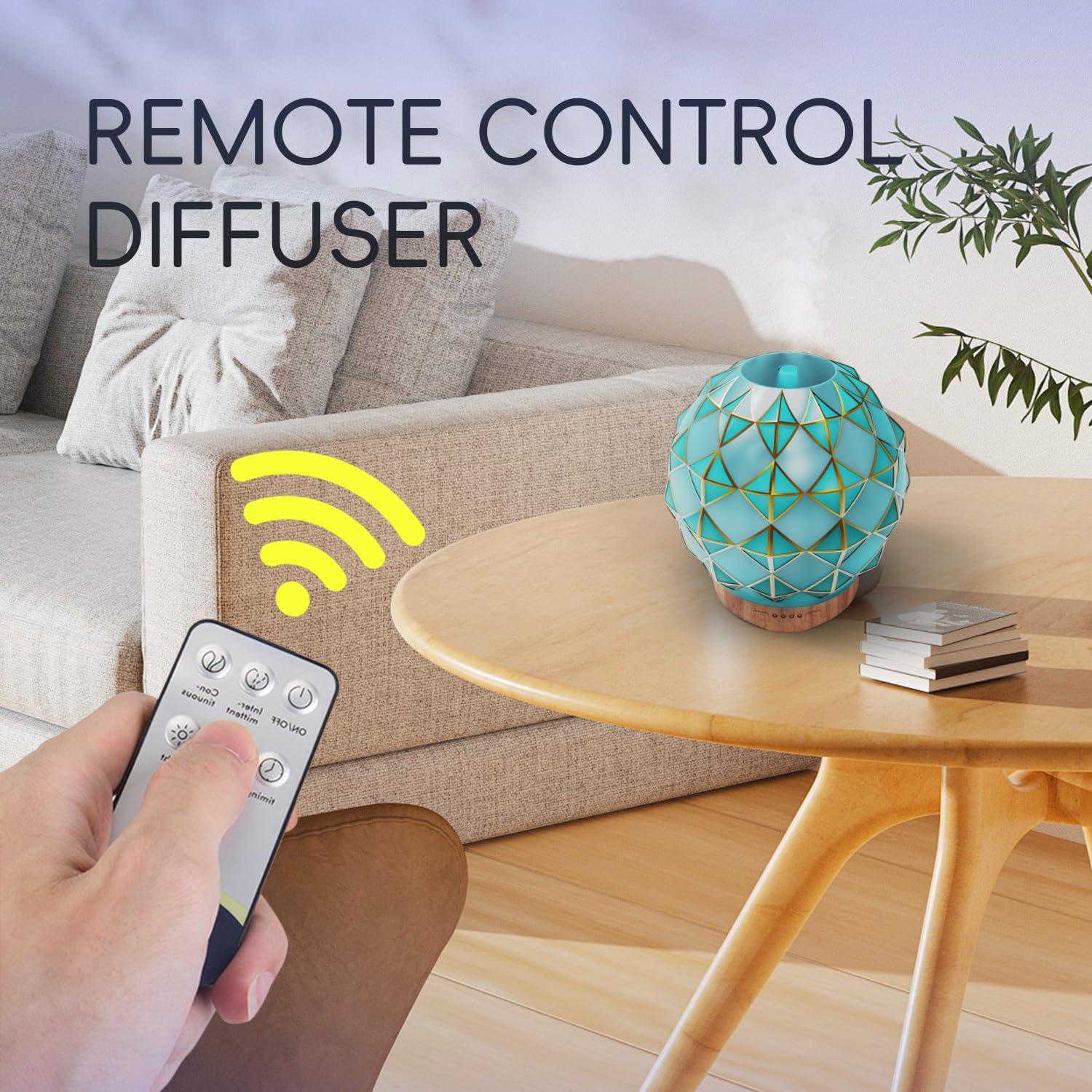 Youenkity Essential Oil Diffuser, Glass Ultrasonic Aromatherapy Diffuser with 7 Color LED Lights YOUENKITY