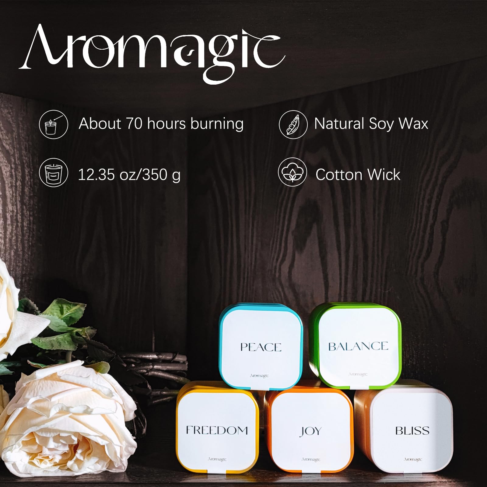 Aromagic 5 Pack Scented Candles Gift Set,Jar Candles Valentine's Day Gifts for Women aromagic