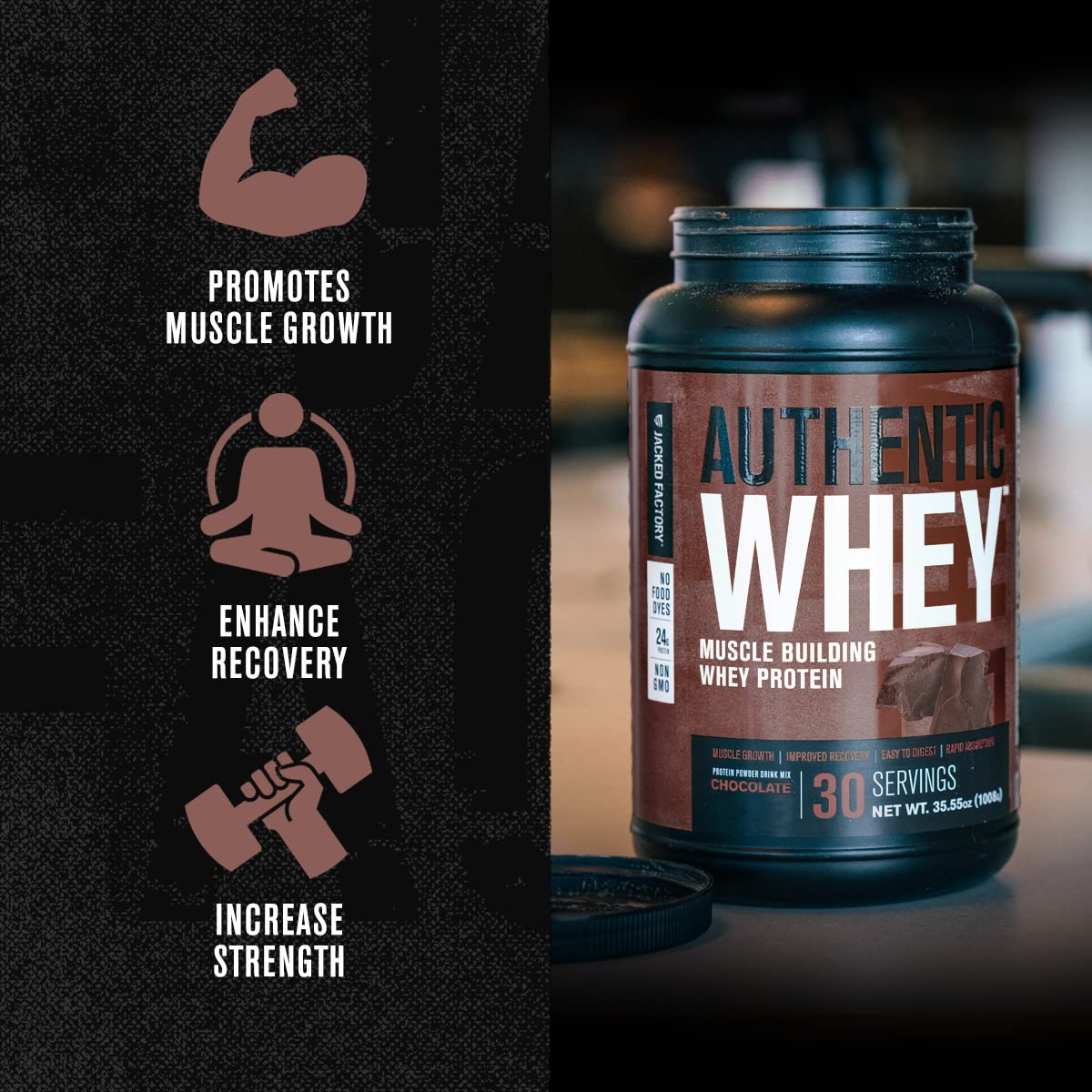 Jacked Factory Authentic Whey Muscle Building Whey Protein Powder - Low Carb Jacked Factory