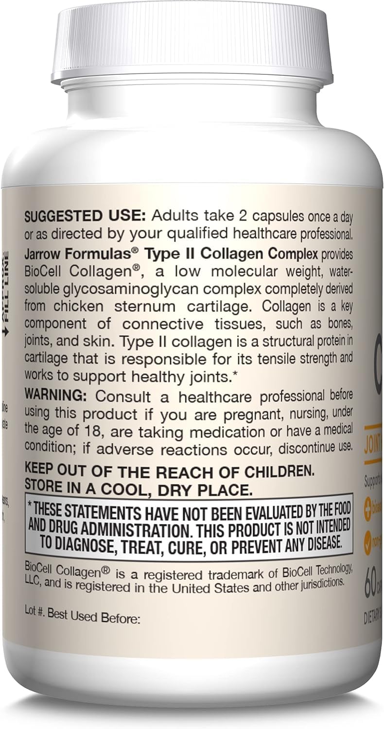 Jarrow's Type II Collagen Complex (Type 2 Collagen), 60 Capsules, Lab-Tested Tudor