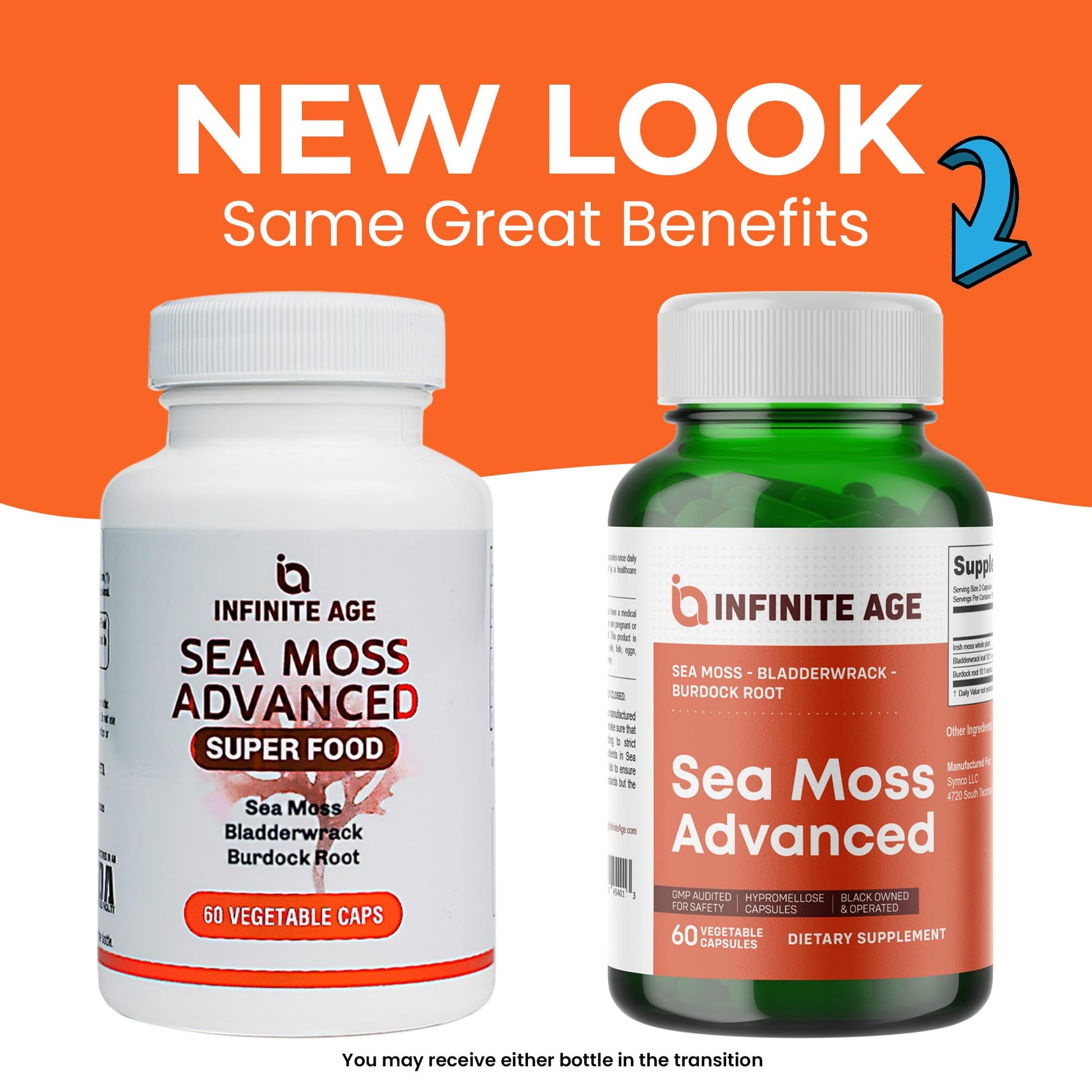 INFINITE AGE: 3 Pack, 1250mg Sea Moss Advanced Superfood, High-Potency, Vegan INFINITE AGE