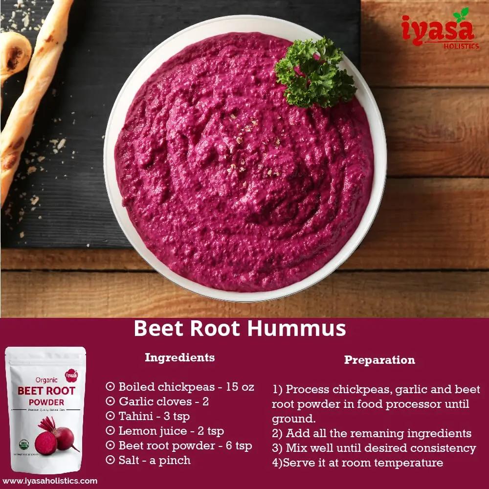 Iyasa Organic Beet Root Powder, Plant Based, Vegan, Gluten-Free, Beetroot Superfood, Nitric Oxide Boost, Blood Circulation Support, Pre Post Workout, Baking and Cooking 8 oz 223 gm